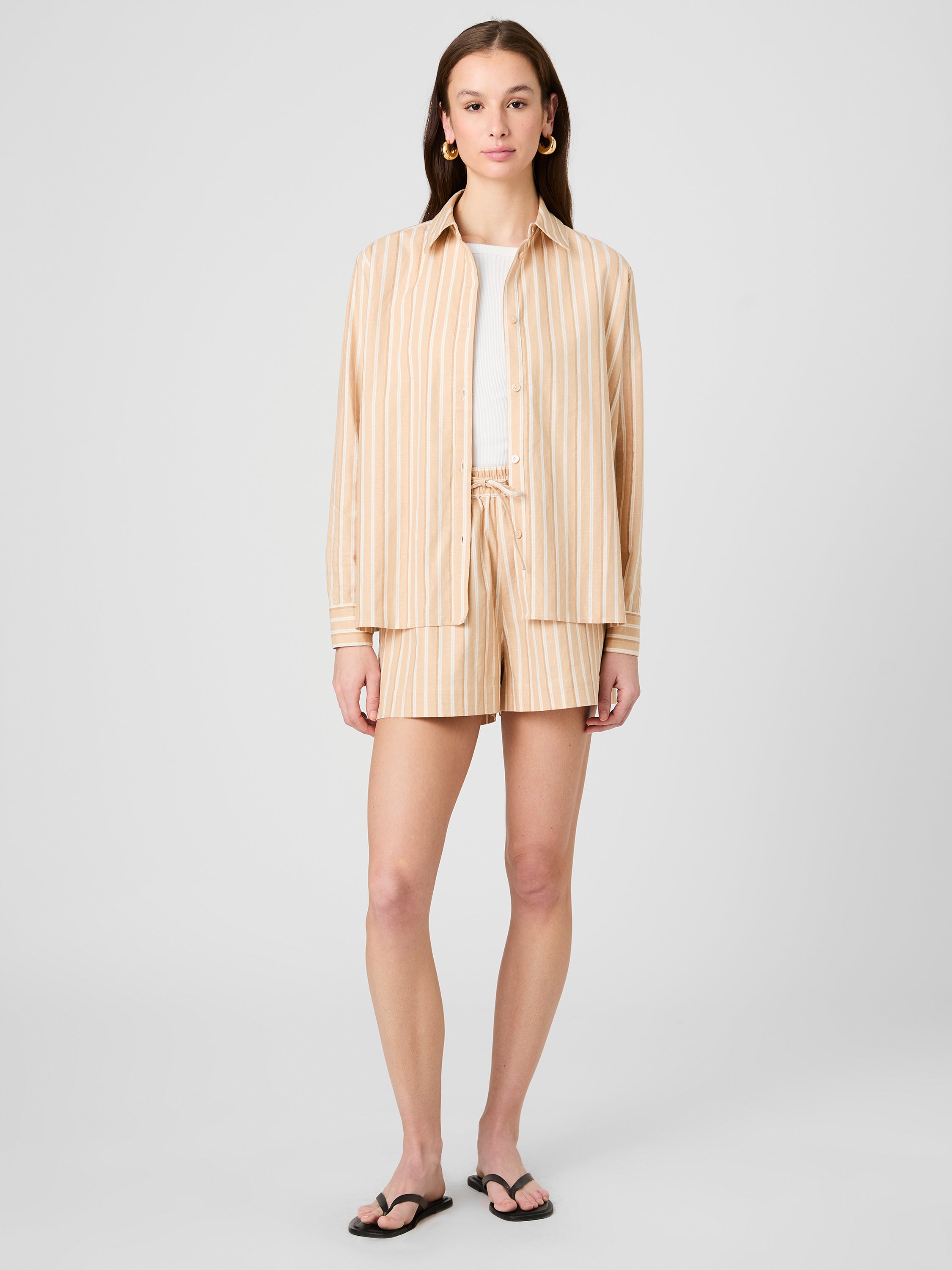 ASPEN LINEN SANDLOT STRIPE BUTTON DOWN SHIRT View 2 | Women's Shop All