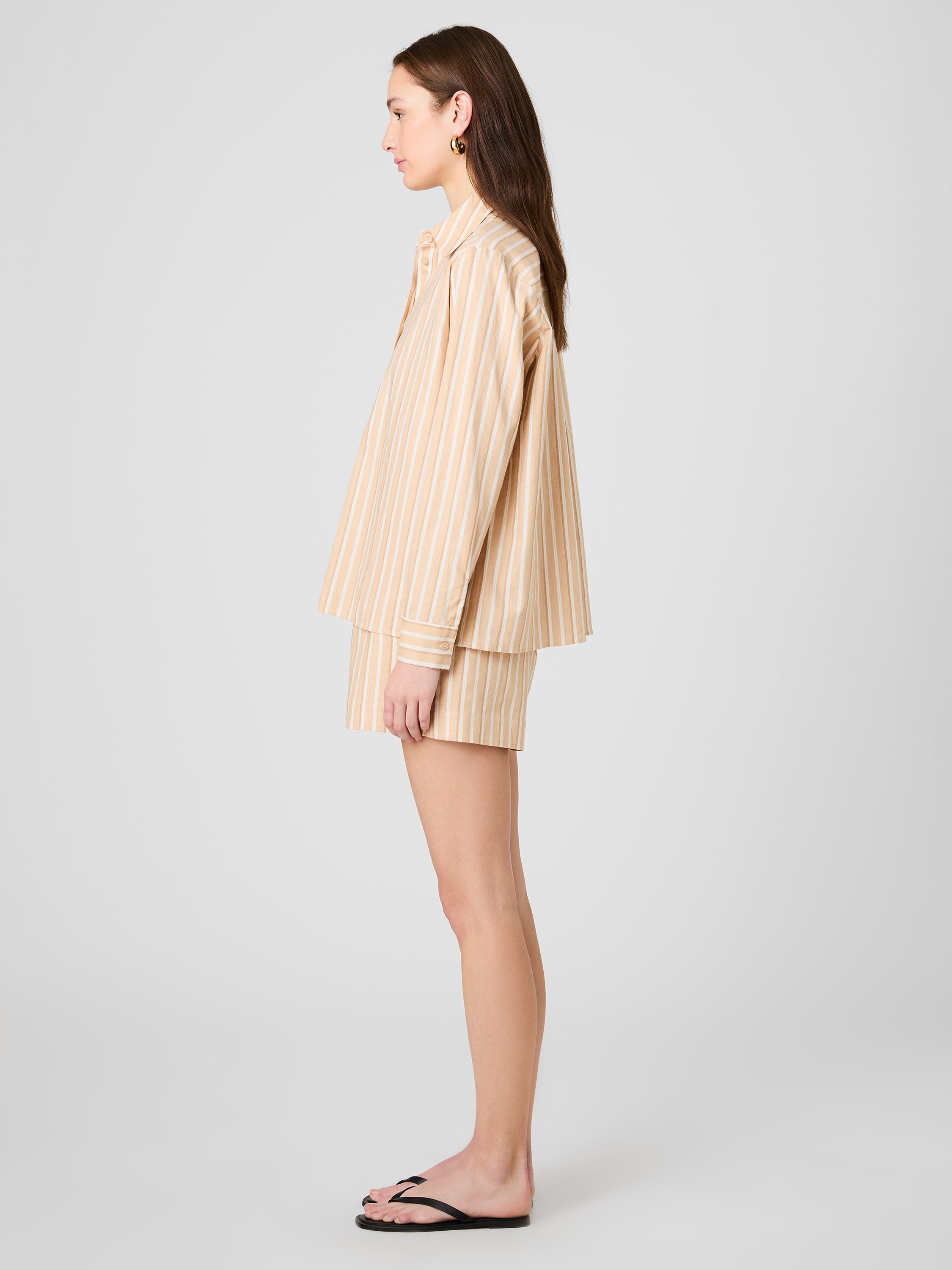 ASPEN LINEN SANDLOT STRIPE BUTTON DOWN SHIRT VIEW 3