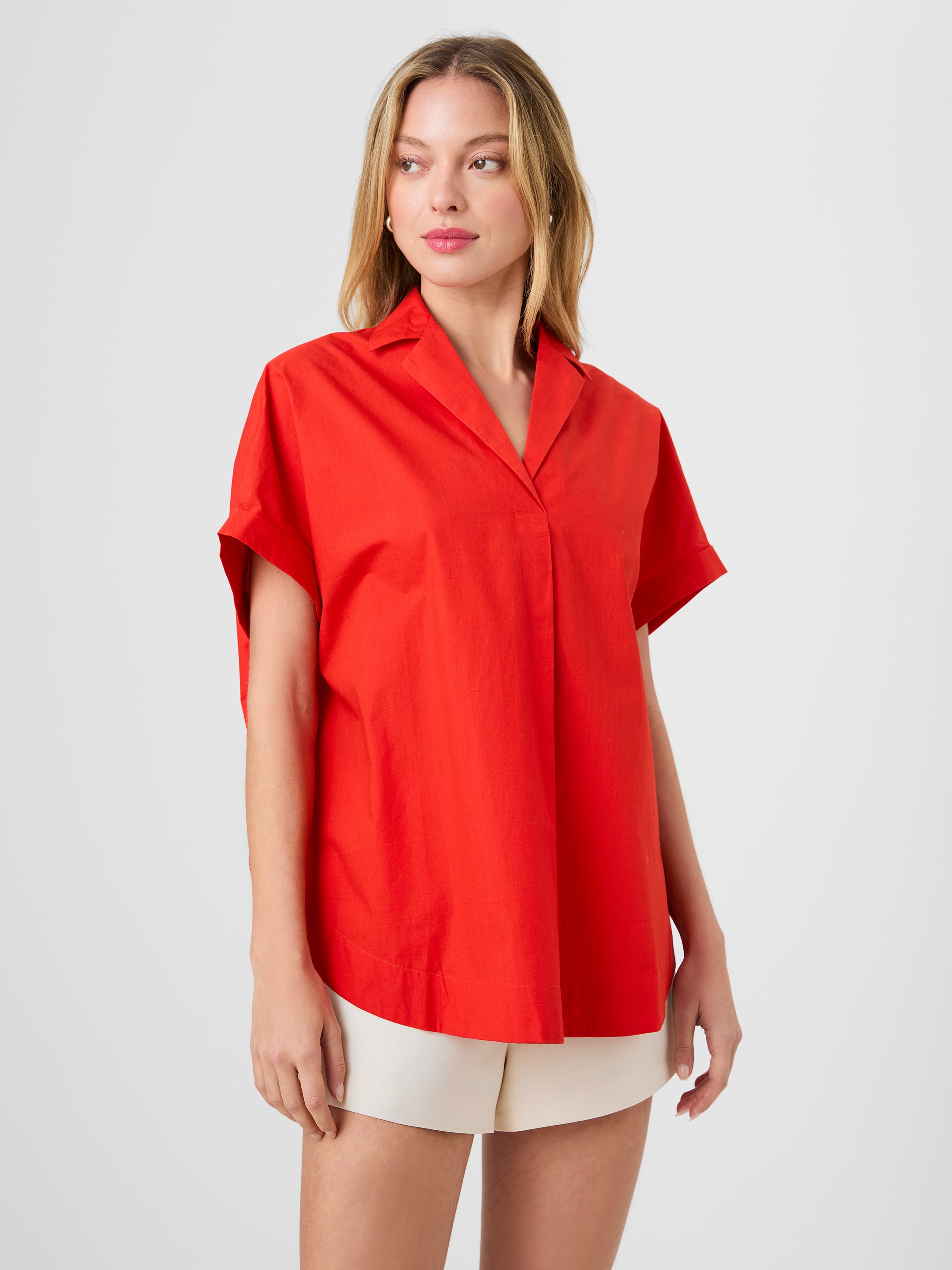 POPLIN COLLAR SHORT SLEEVE PULLOVER View 2 | Shirts & Tops