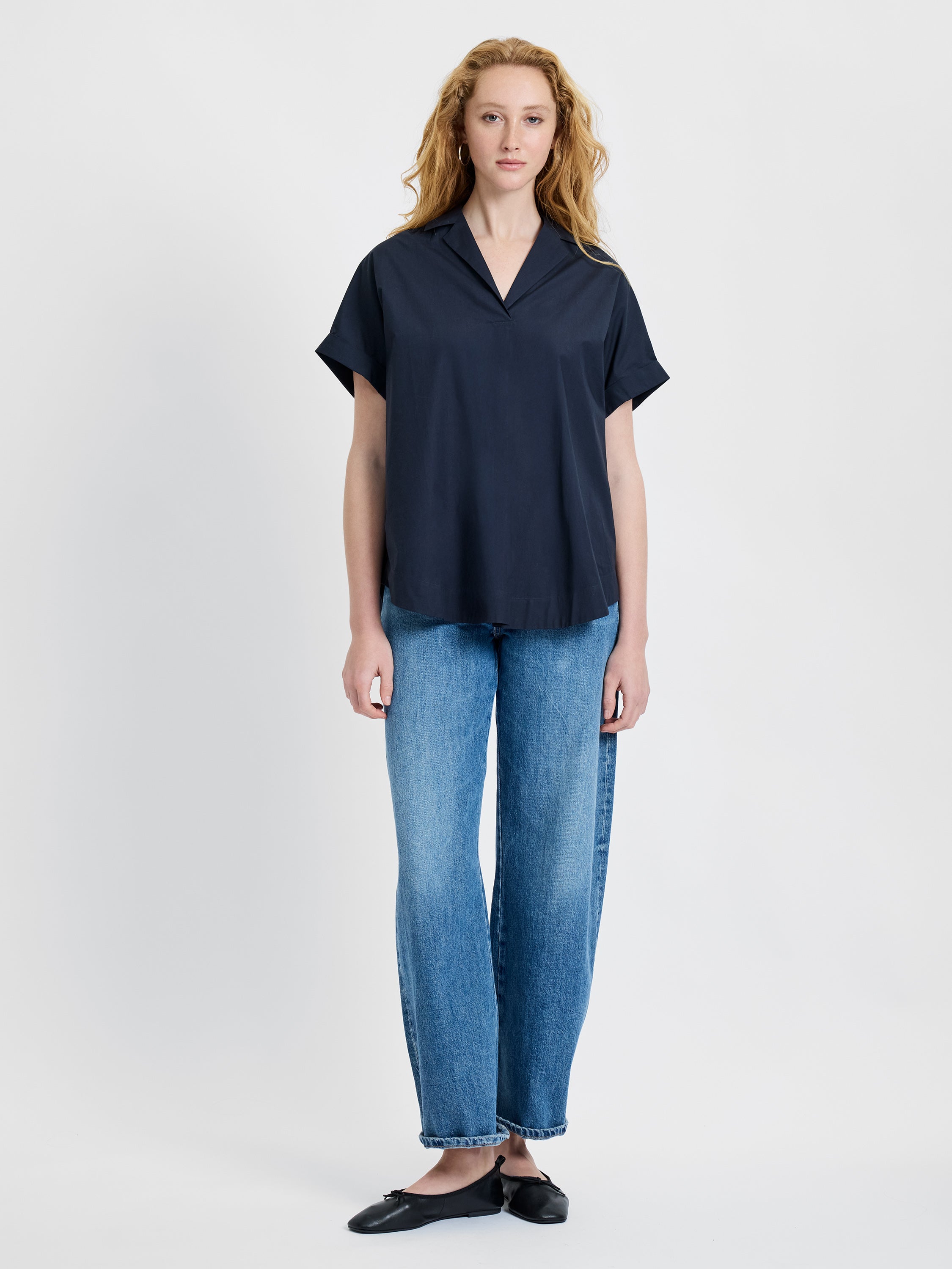 POPLIN COLLAR SHORT SLEEVE PULLOVER VIEW 4