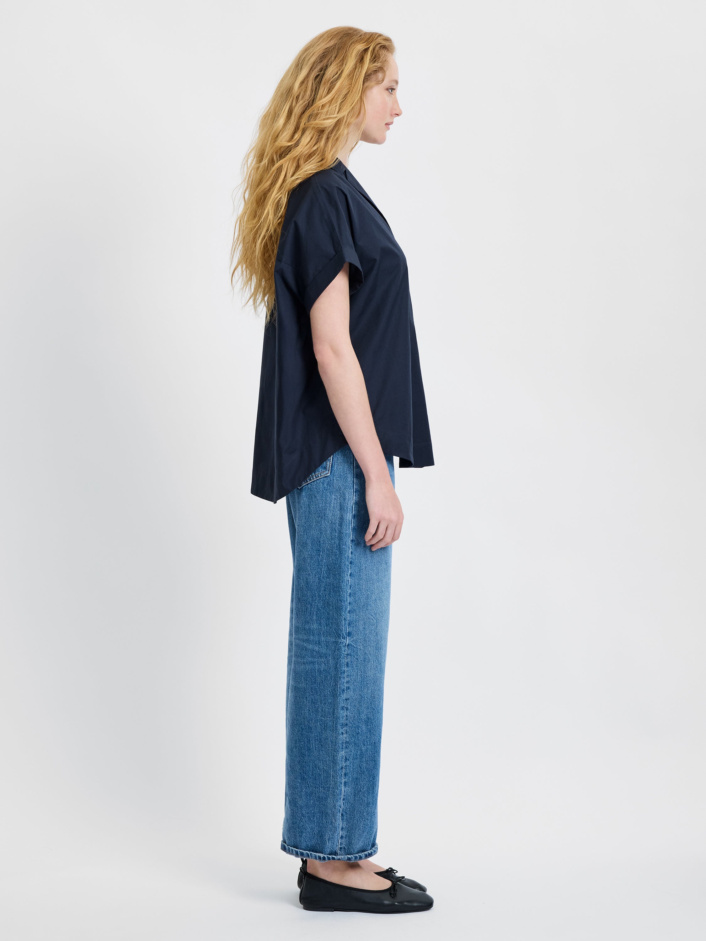 POPLIN COLLAR SHORT SLEEVE PULLOVER VIEW 3
