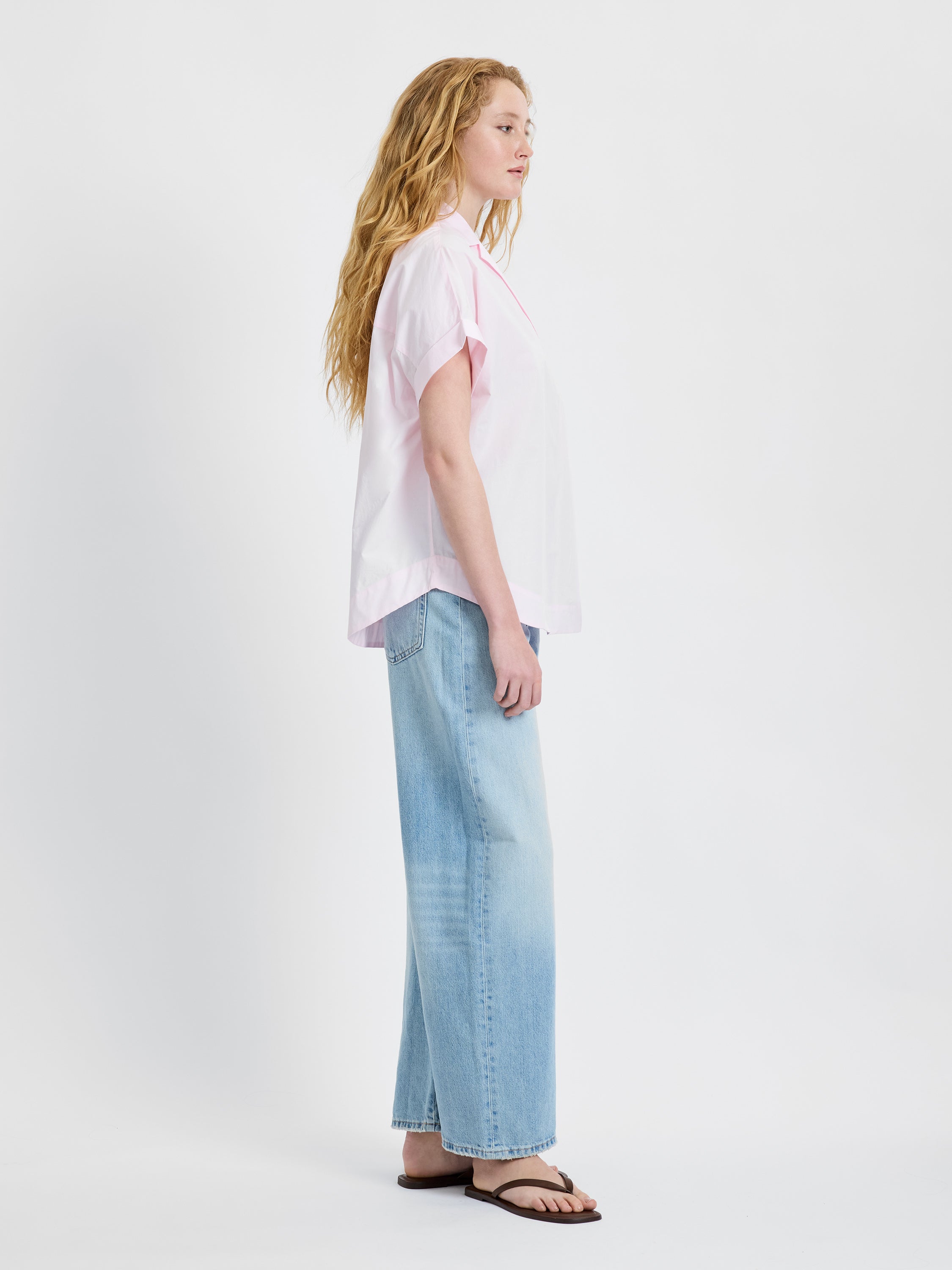 POPLIN COLLAR SHORT SLEEVE PULLOVER VIEW 5
