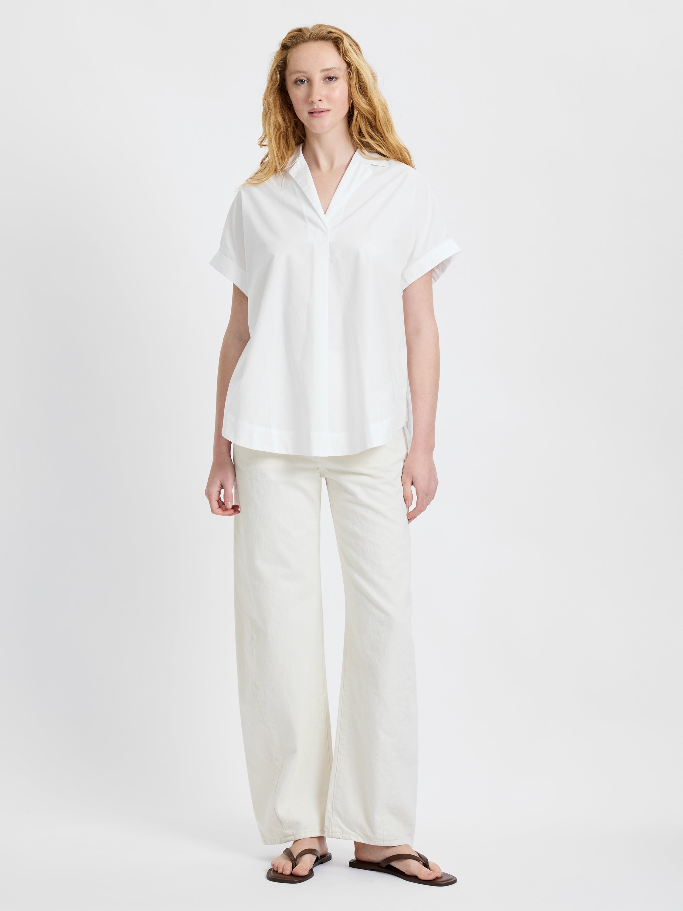 POPLIN COLLAR SHORT SLEEVE PULLOVER VIEW 3