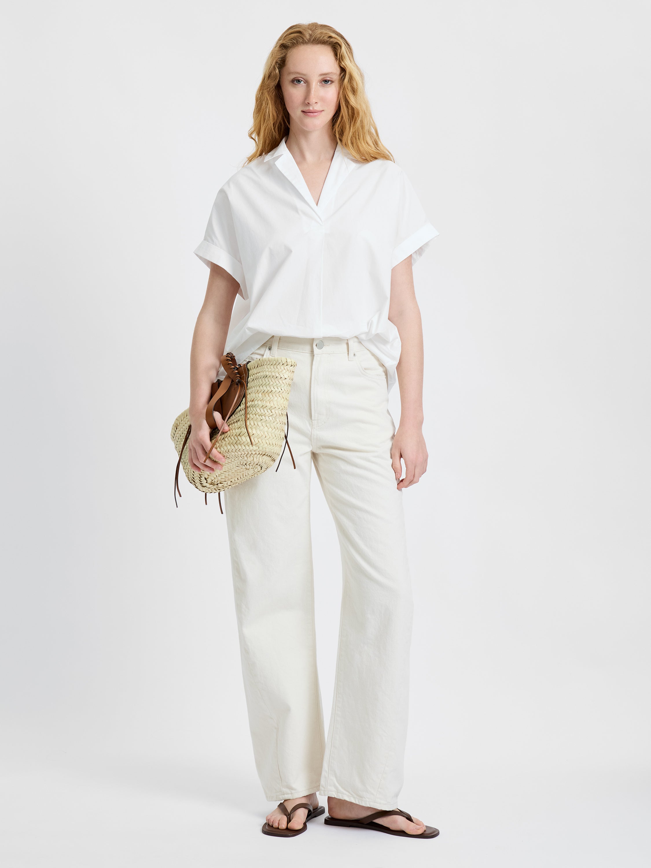 POPLIN COLLAR SHORT SLEEVE PULLOVER View 1 | Vacation Edit