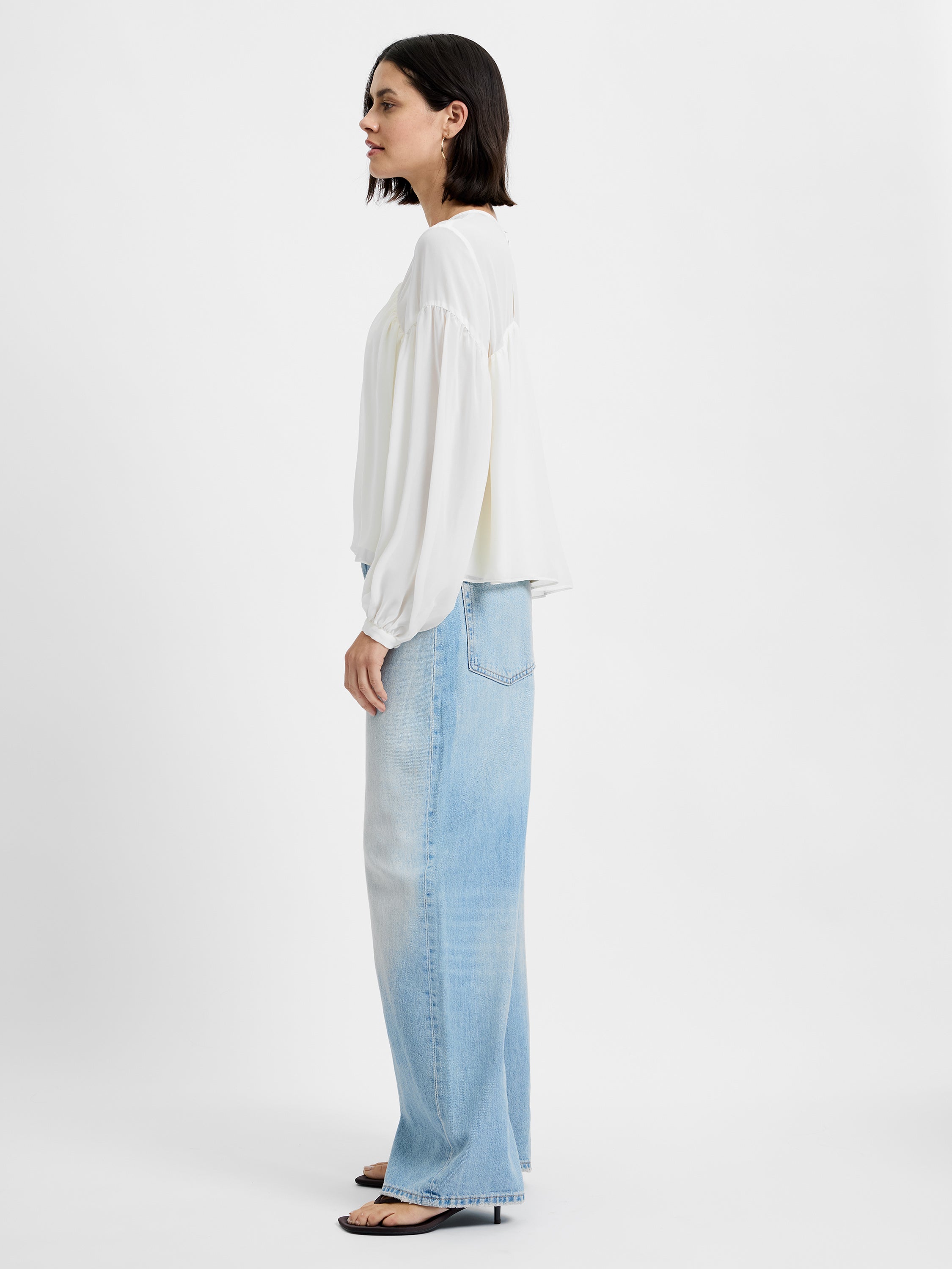 MARINA SILKY CURVED YOKE BLOUSE VIEW 5 | Sale
