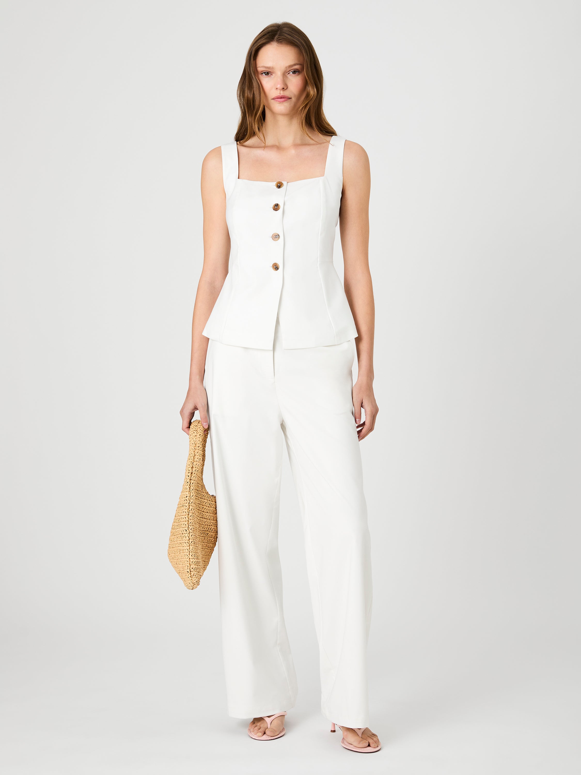 LIGHTWEIGHT TWILL SQUARE NECK SLEEVELESS TOP View 2 | Women's Shop All