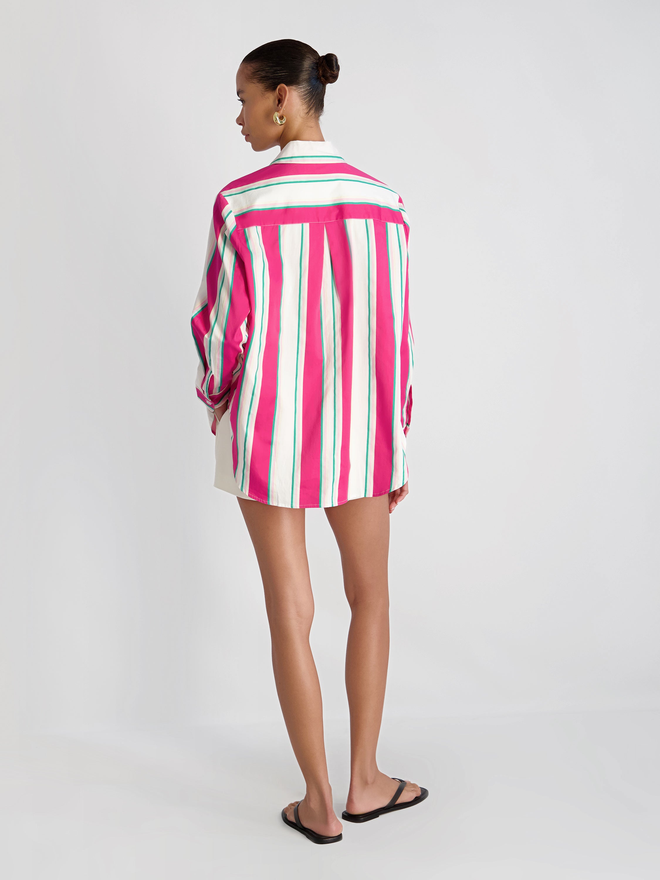 ALEXIS POPLIN HAVANA STRIPE BUTTON DOWN VIEW 5 | Vacation Edit