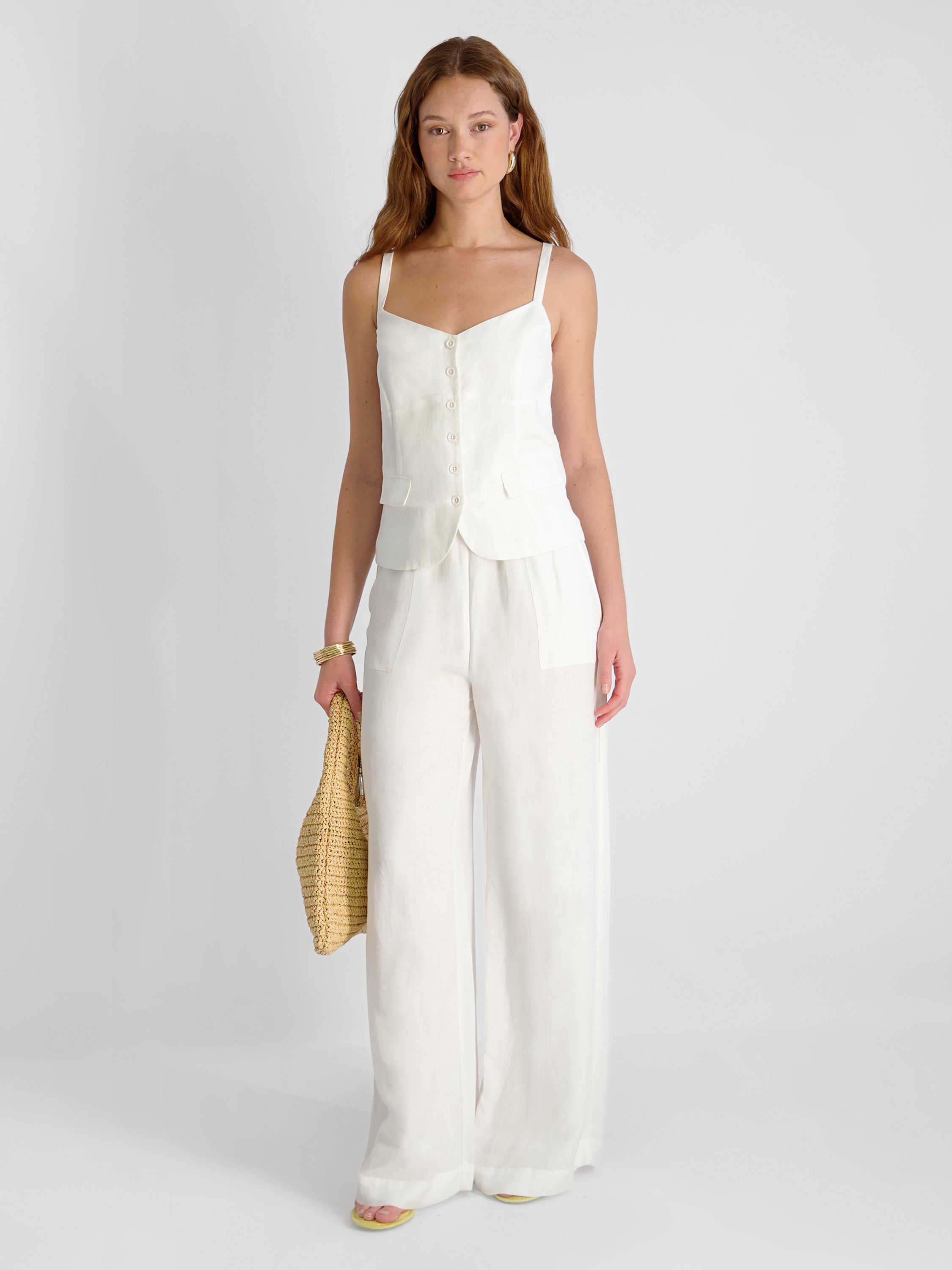 COOPER LINEN TAILORED CAMI View 1 | Vacation Edit