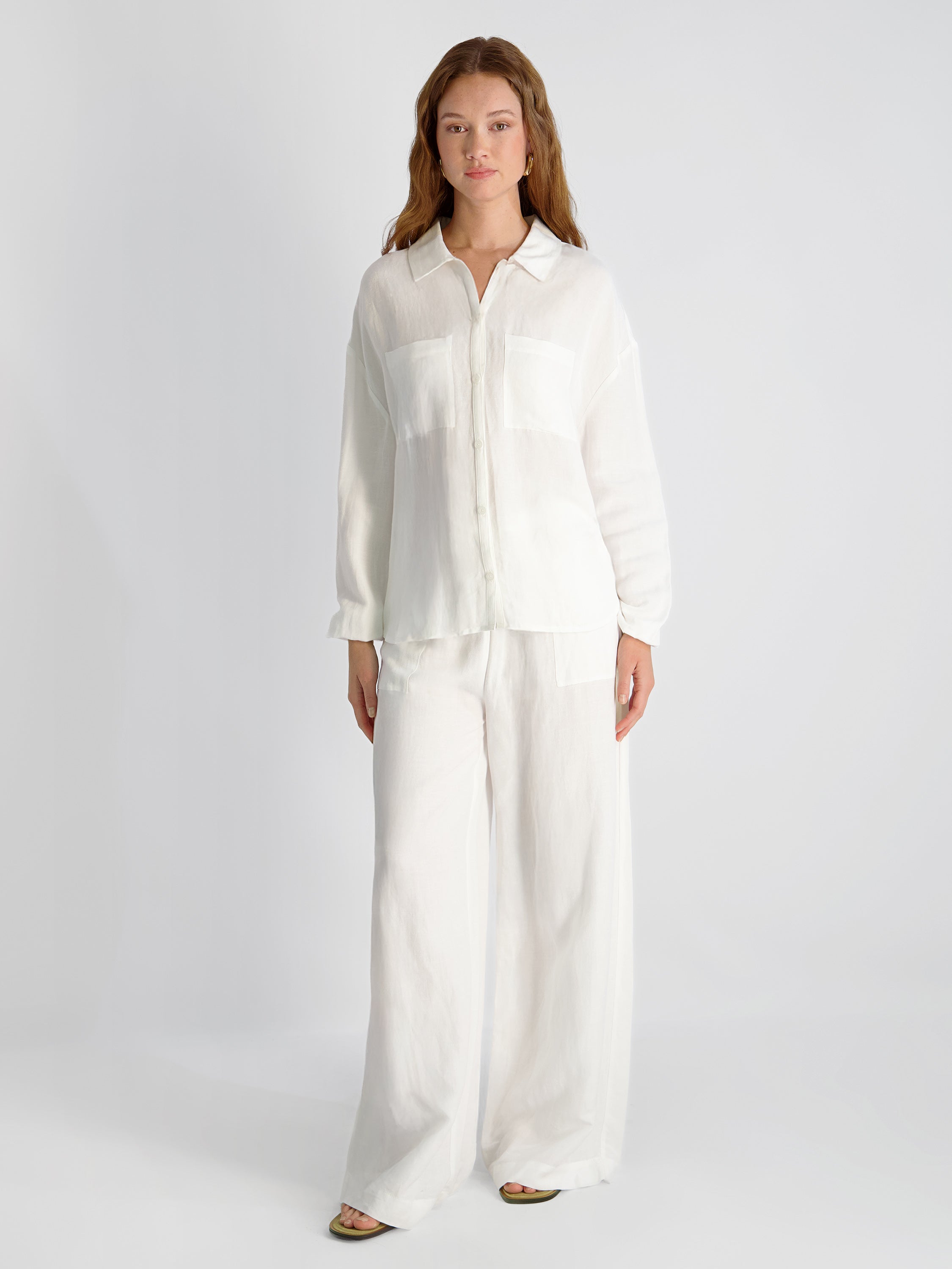 COOPER LINEN BLOUSON SLEEVE TOP VIEW 4