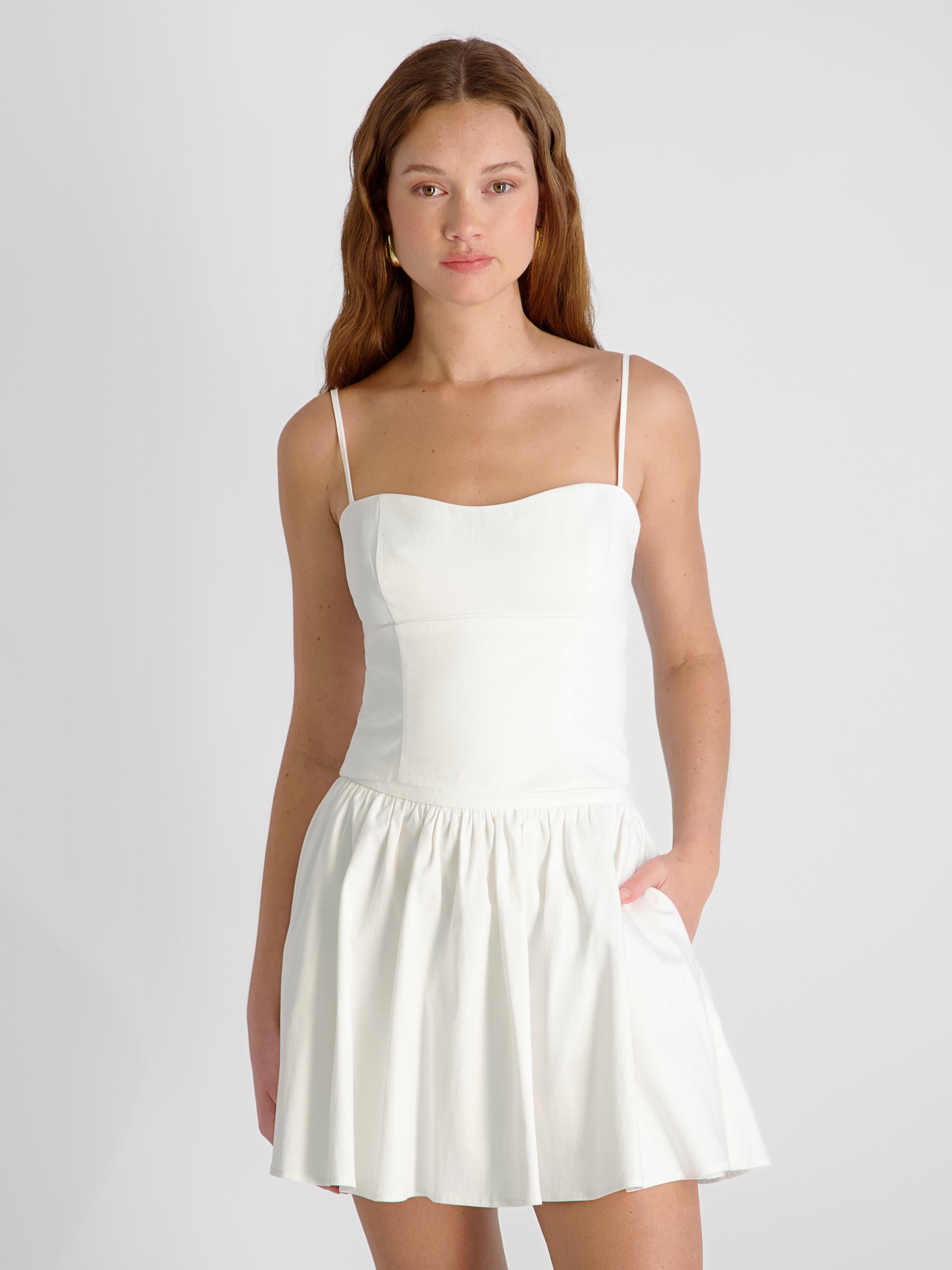 COTTON SATEEN BUSTIER CAMI View 1 | Dresses