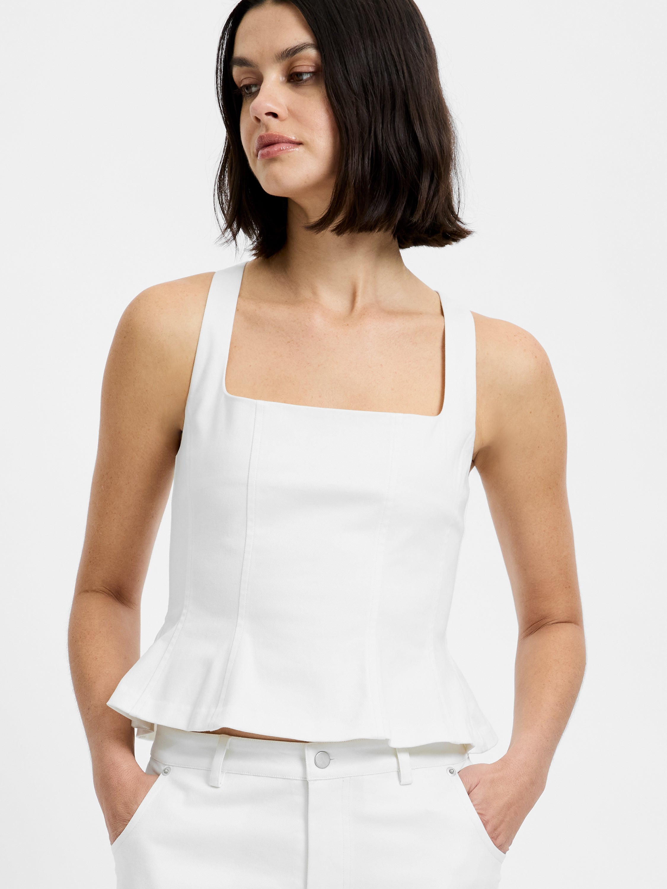 Inez Cotton Twill Peplum Top | French Connection US