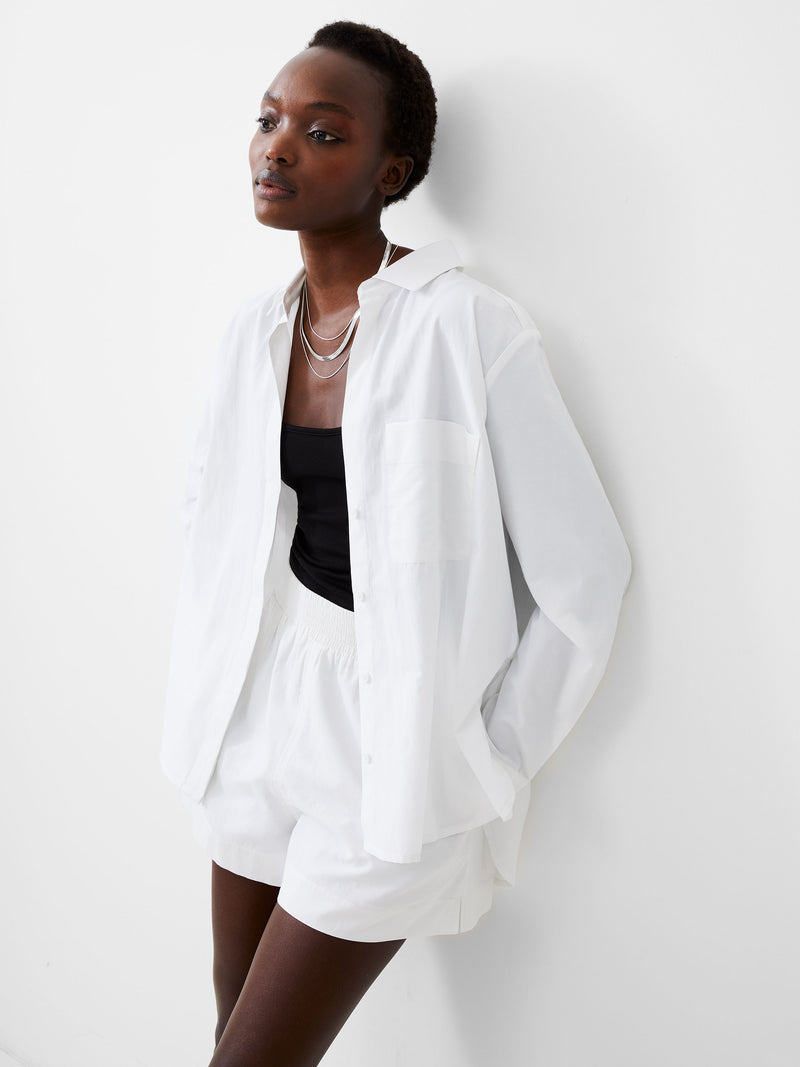 Relaxed Popover Shirt Linen White | French Connection US