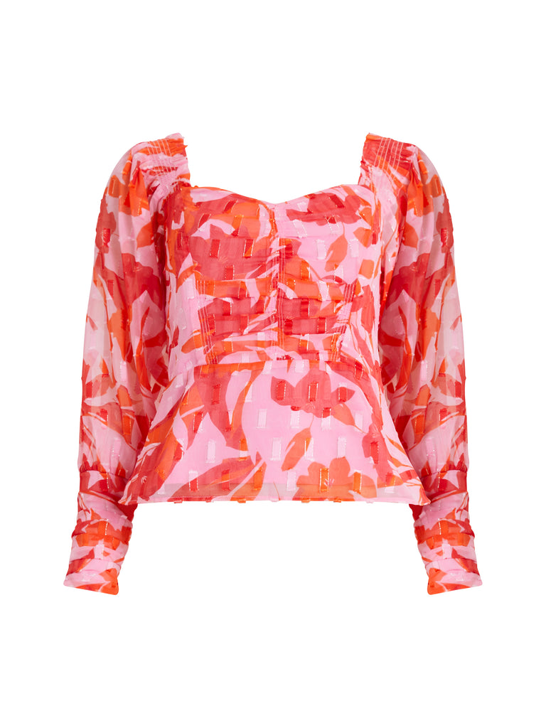 Ally Dinah Sweetheart Neck Top Rosebloom | French Connection US