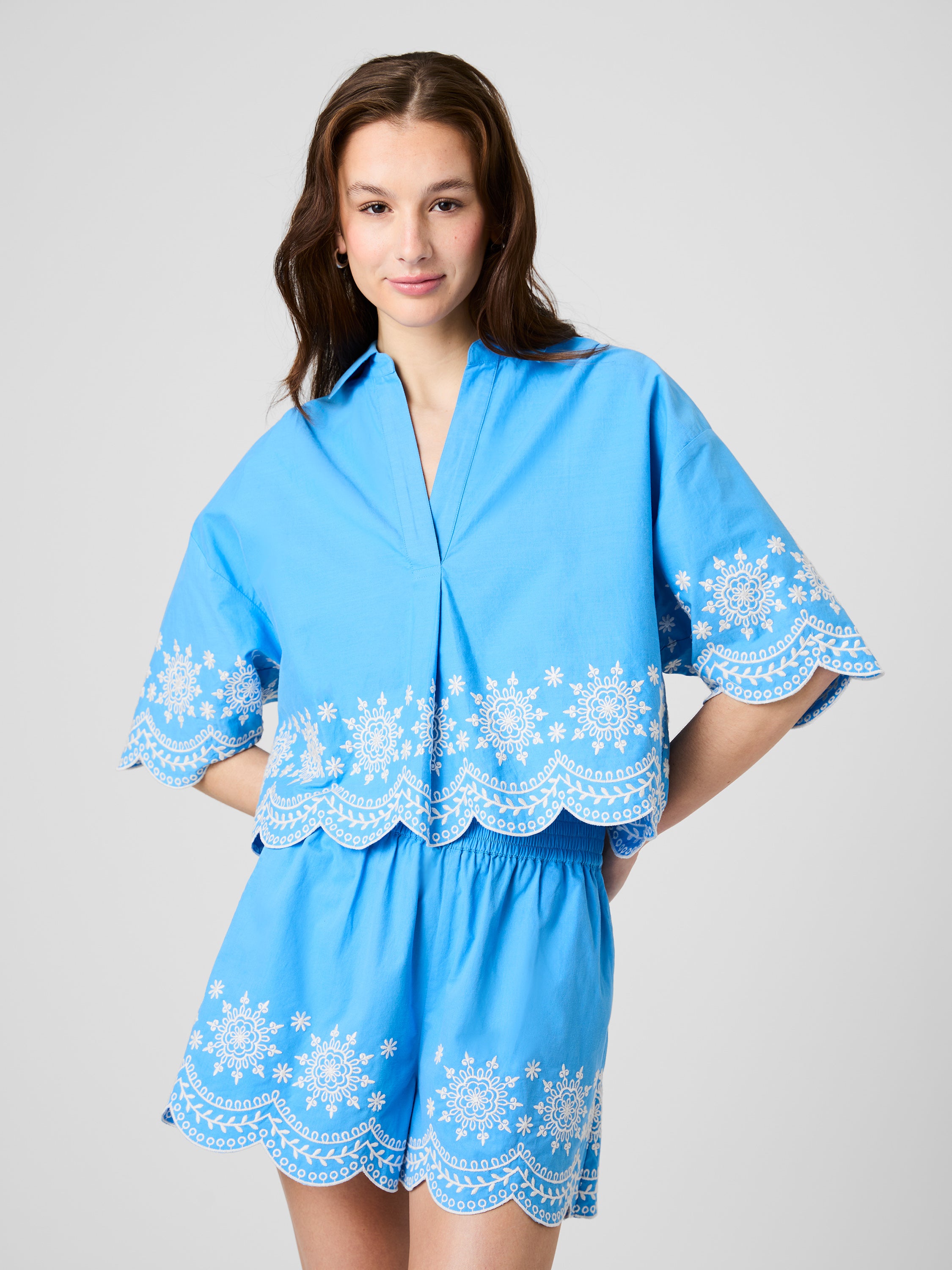 Alissa Cotton Embroidered Popover | French Connection US