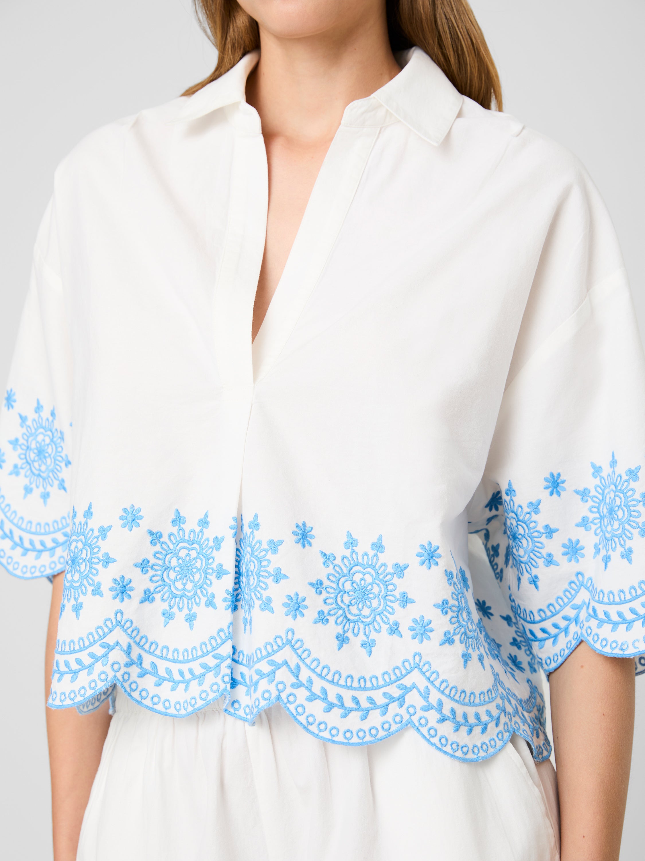 Alissa Cotton Embroidered Popover | French Connection US
