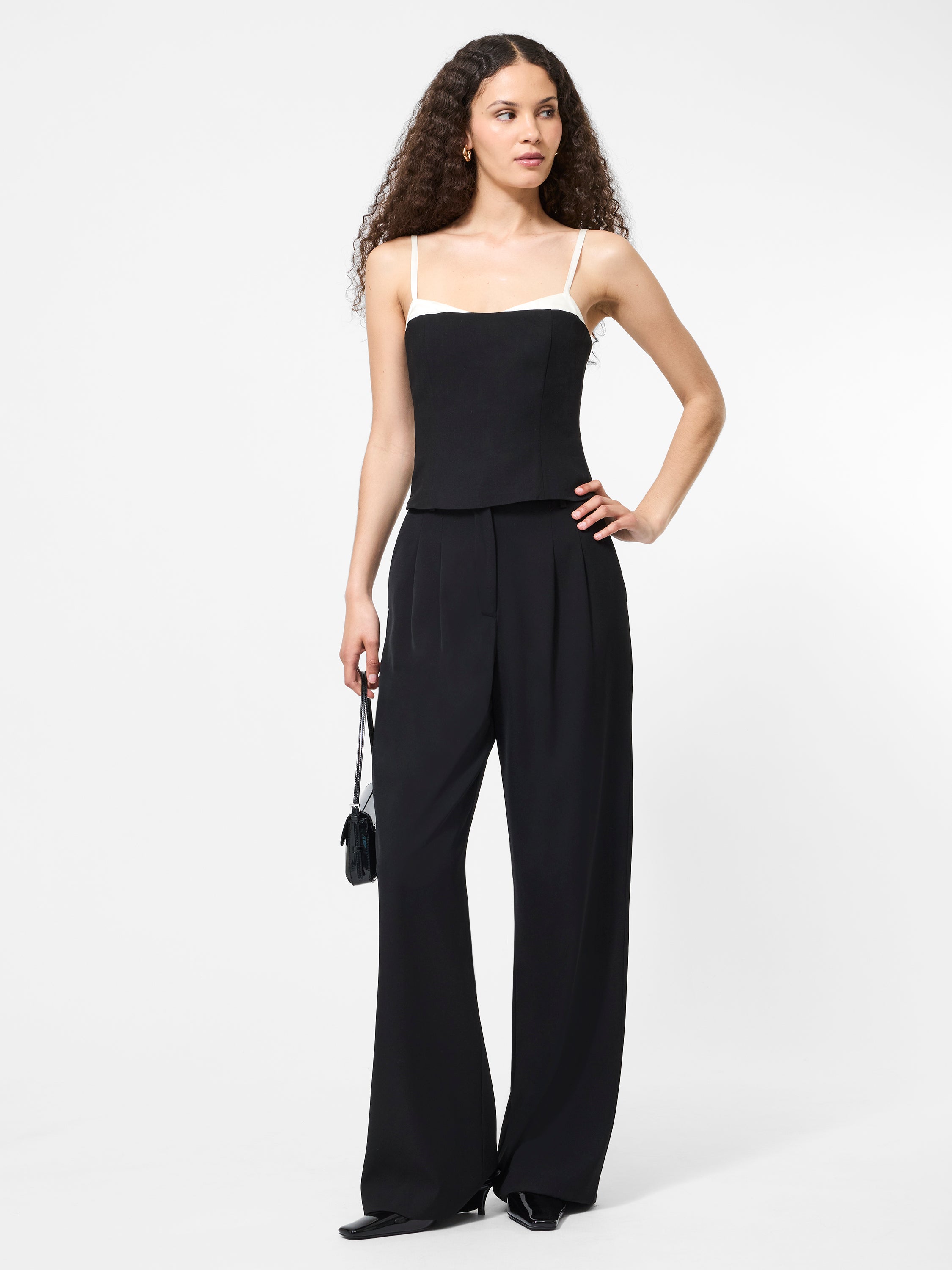 Azra Twill Corset Strappy Top Blackout/Classic Cream | French