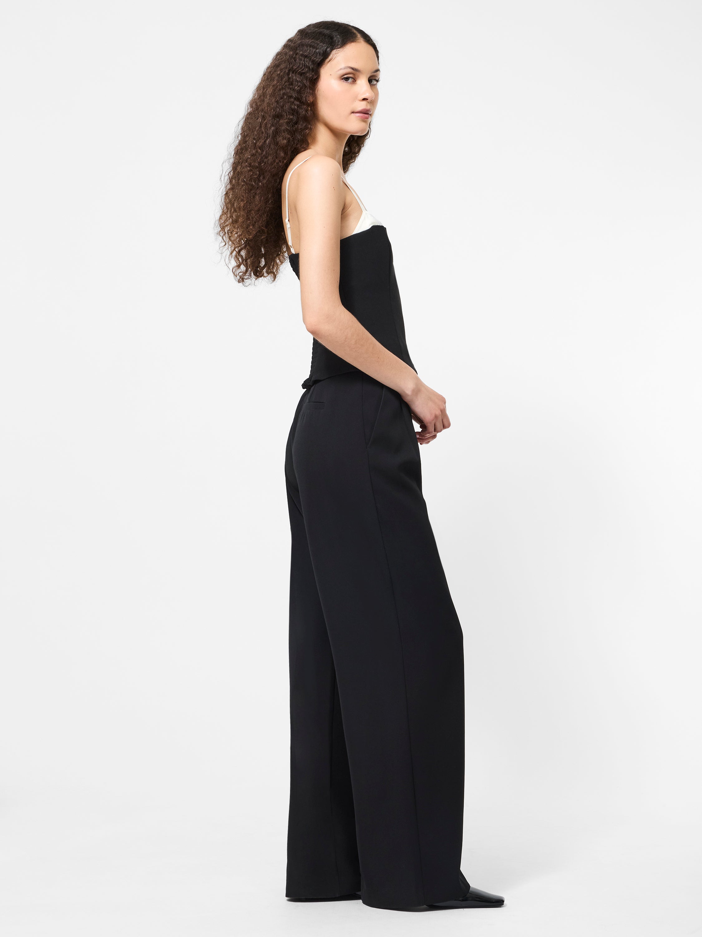 Azra Twill Corset Strappy Top Blackout/Classic Cream | French