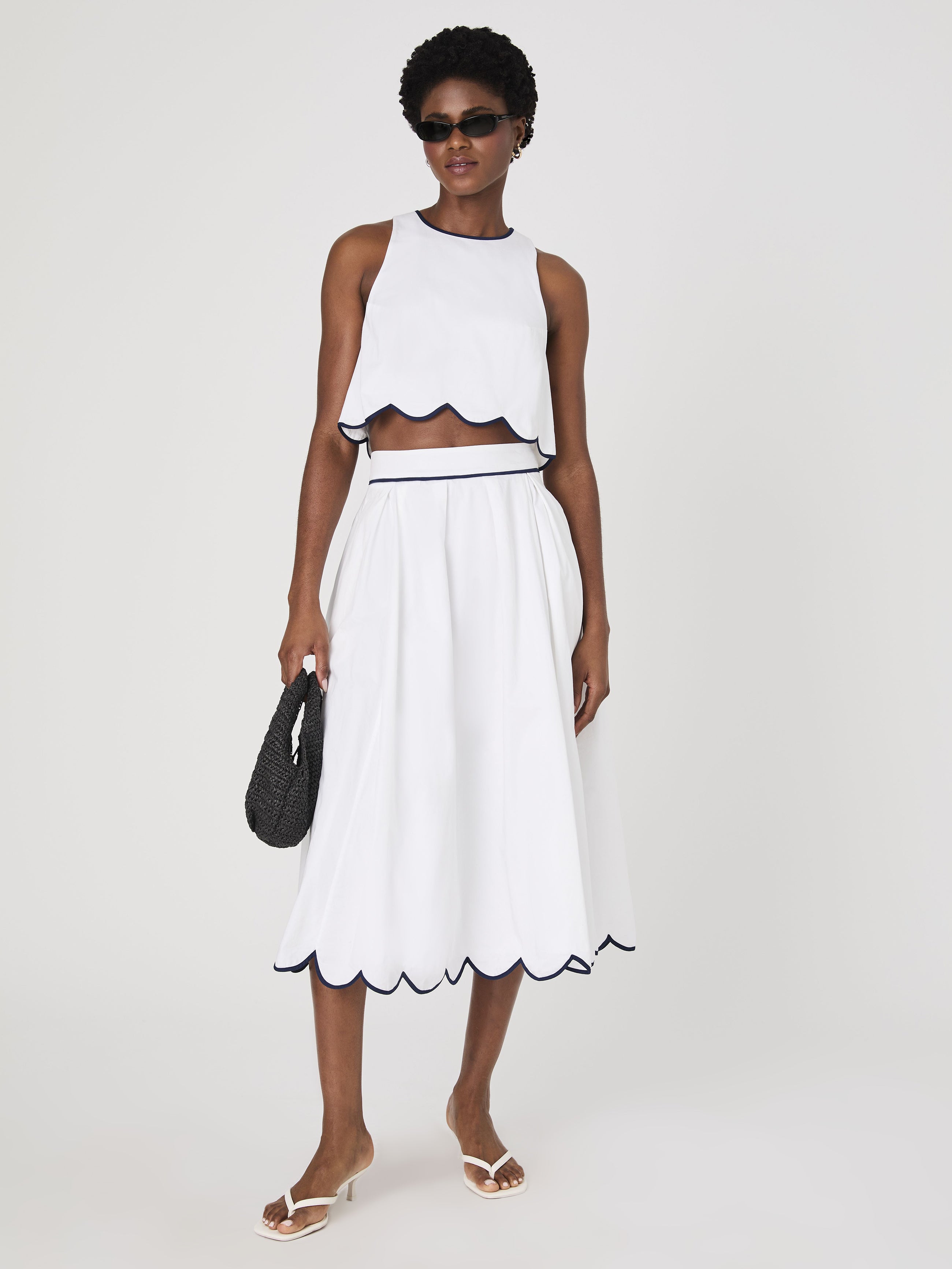 売れ筋商品|||フレンチコネクション カットソー トップス レディース Women's Alexis Cotton Scalloped Crop Top Summer White/Marine 000015350002-41_1024x1024.jpg?