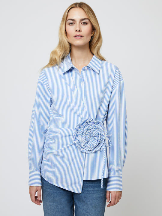 Cambria Cotton Corsage Striped Shirt