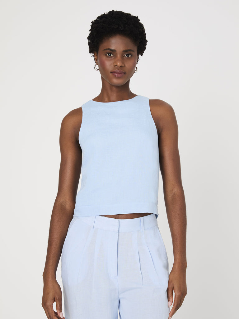 【IENA】FrenchLinen JK 72YCOCASHMEREBLUE_3_copy_2dba7