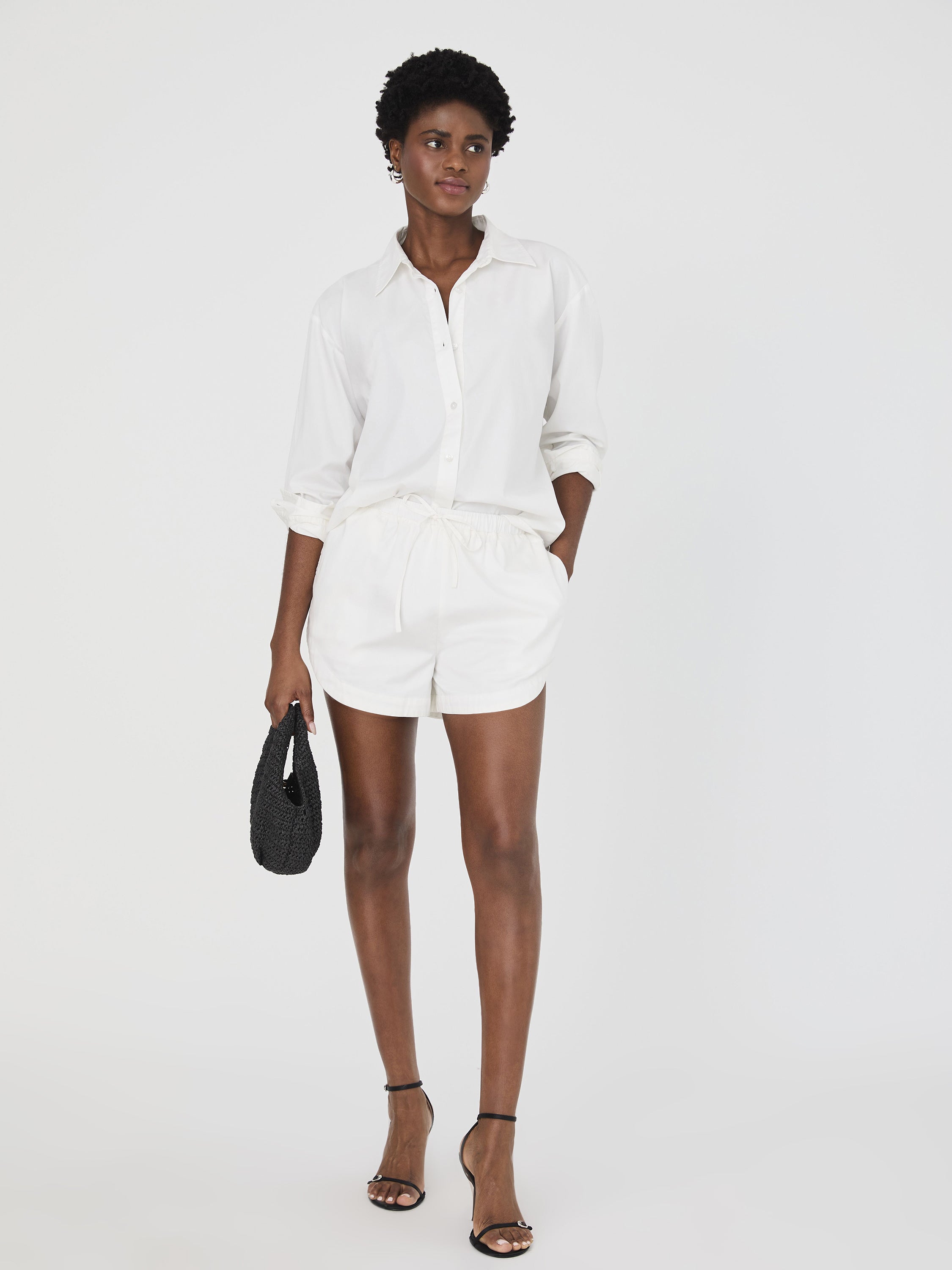 Alexis Cotton Drawstring Shorts Summer White | French Connection US