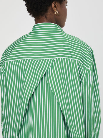 Alexis Cotton Angled Yoke Striped Shirt