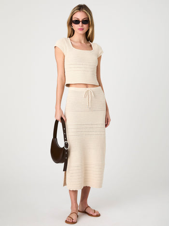 Nellis Cotton Crochet Side Slit Skirt