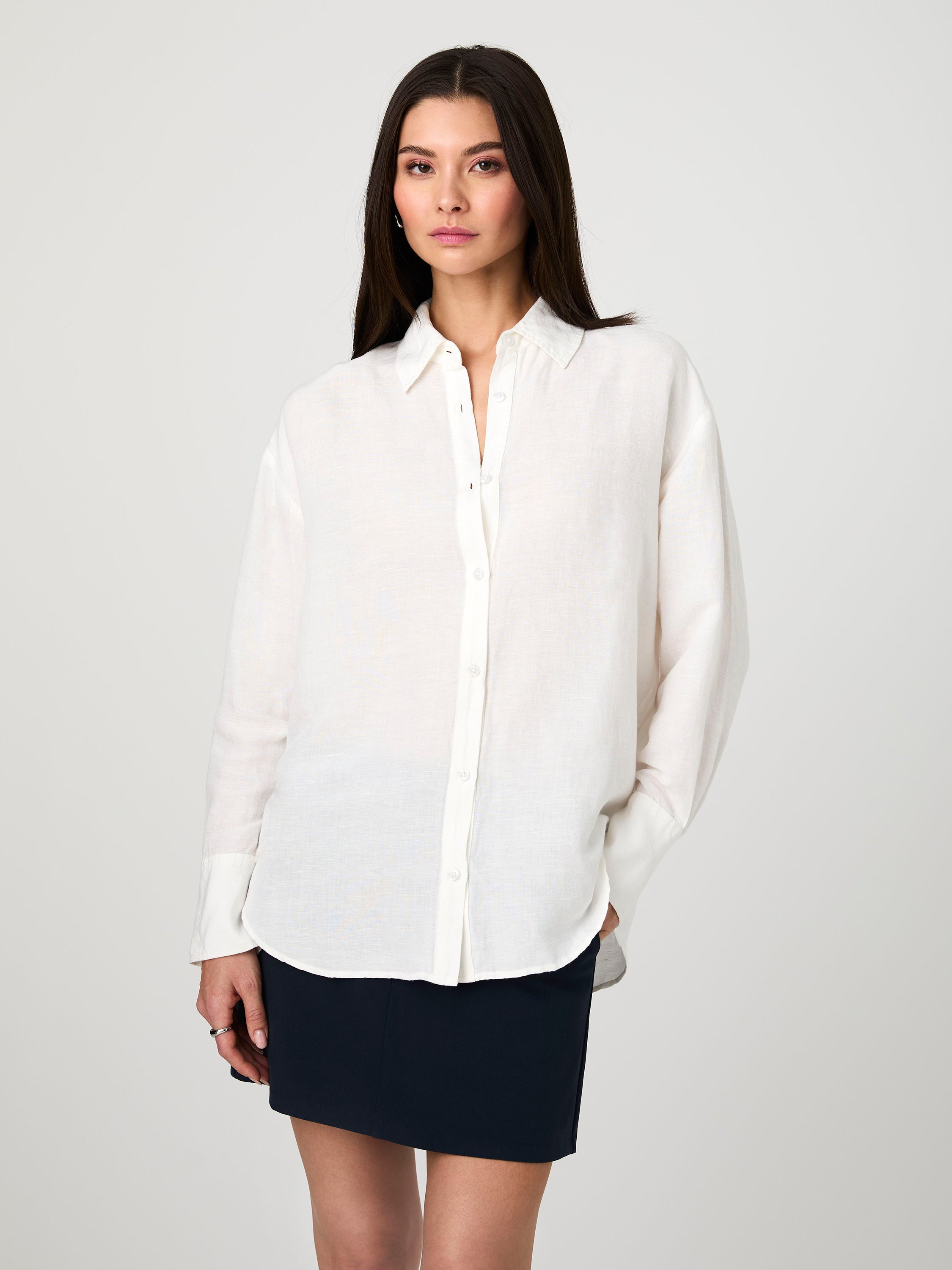 Birdie Linen Oversized Shirt Summer White | French Connection US