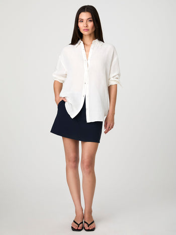 売れ筋商品|||フレンチコネクション カットソー トップス レディース Women's Cambria Cotton Embroidered Shirt Linen White/Navy 72YNH10LinenWhite-