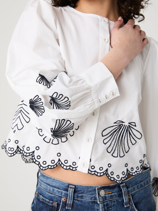 Cambria Embroidered Long Sleeve Top