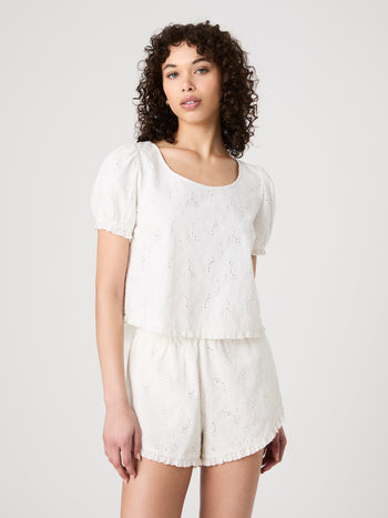 Eyelet Puff Sleeve Top