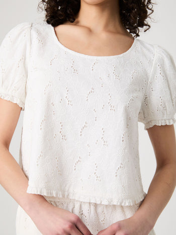 Eyelet Puff Sleeve Top