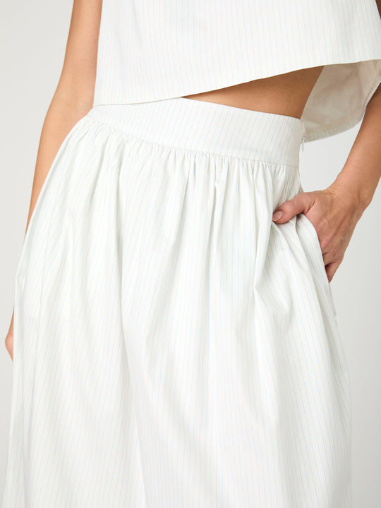 Pinstripe Poplin Midi Skirt
