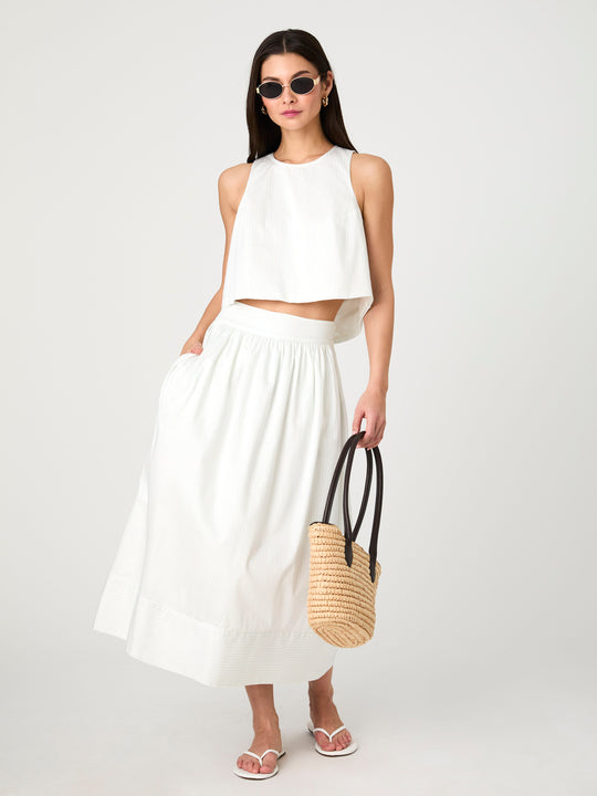 Pinstripe Poplin Midi Skirt