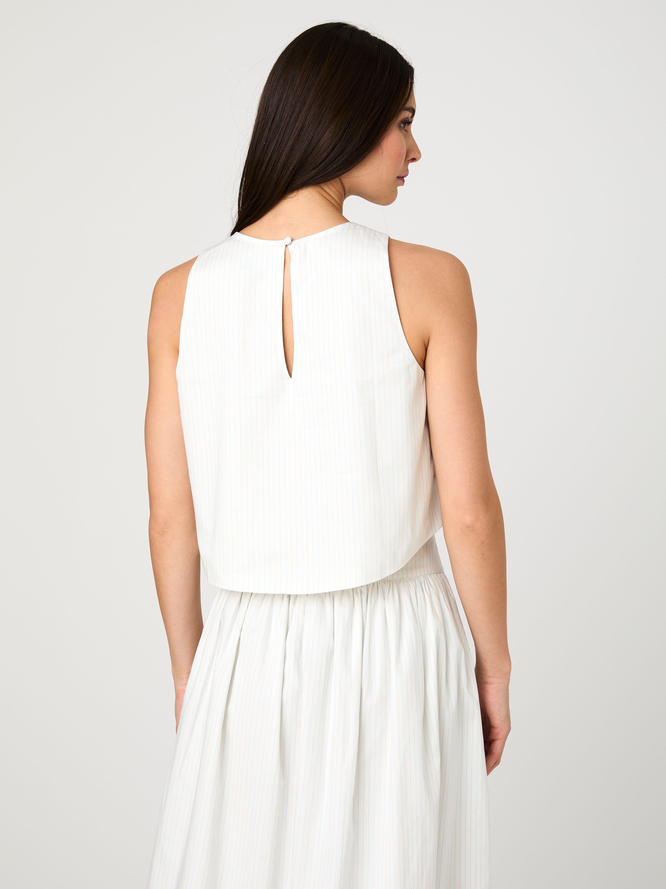 Pinstripe Poplin Shell Top