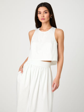 Pinstripe Poplin Shell Top