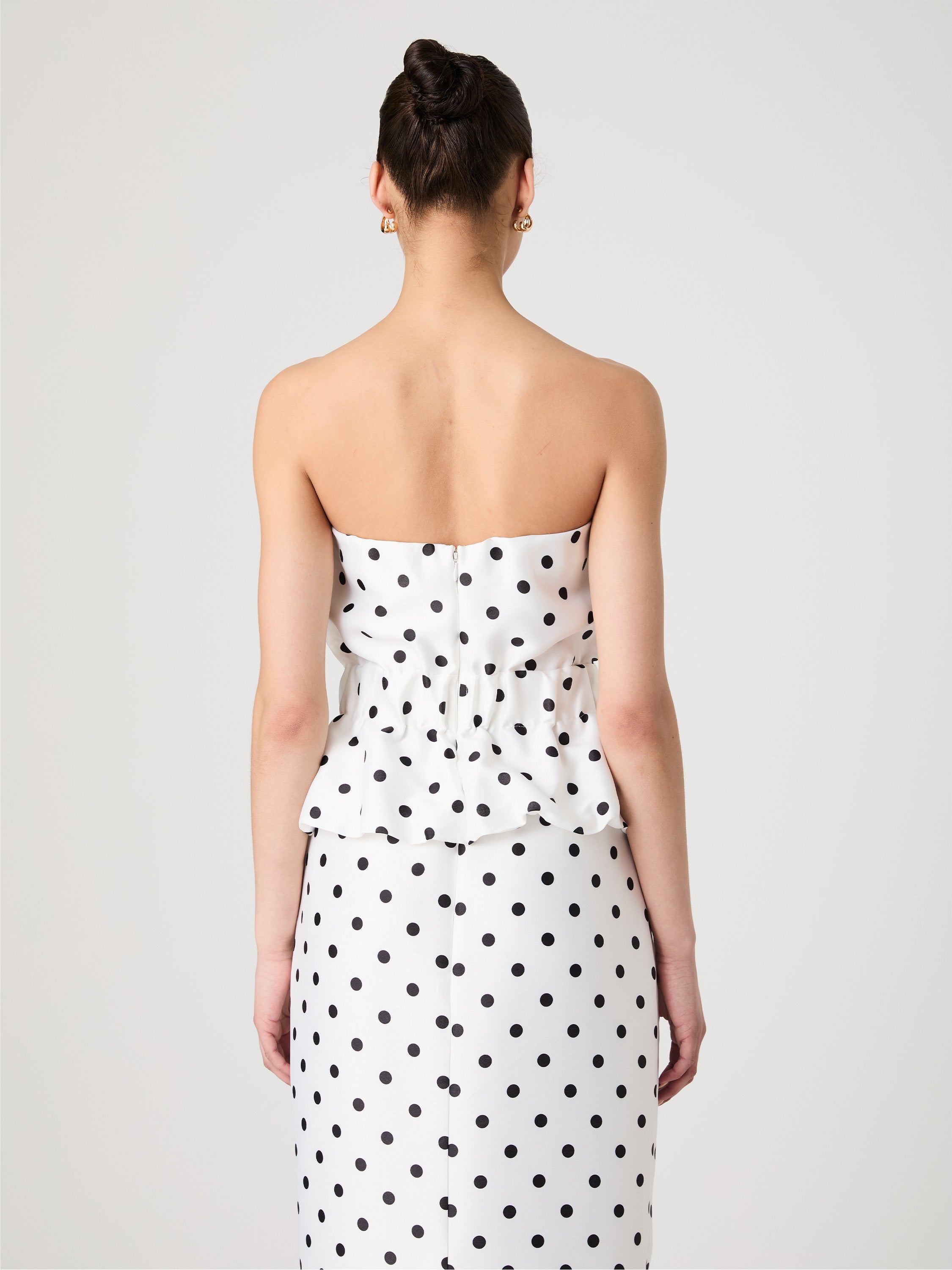 Strapless Polka Dot Peplum Top