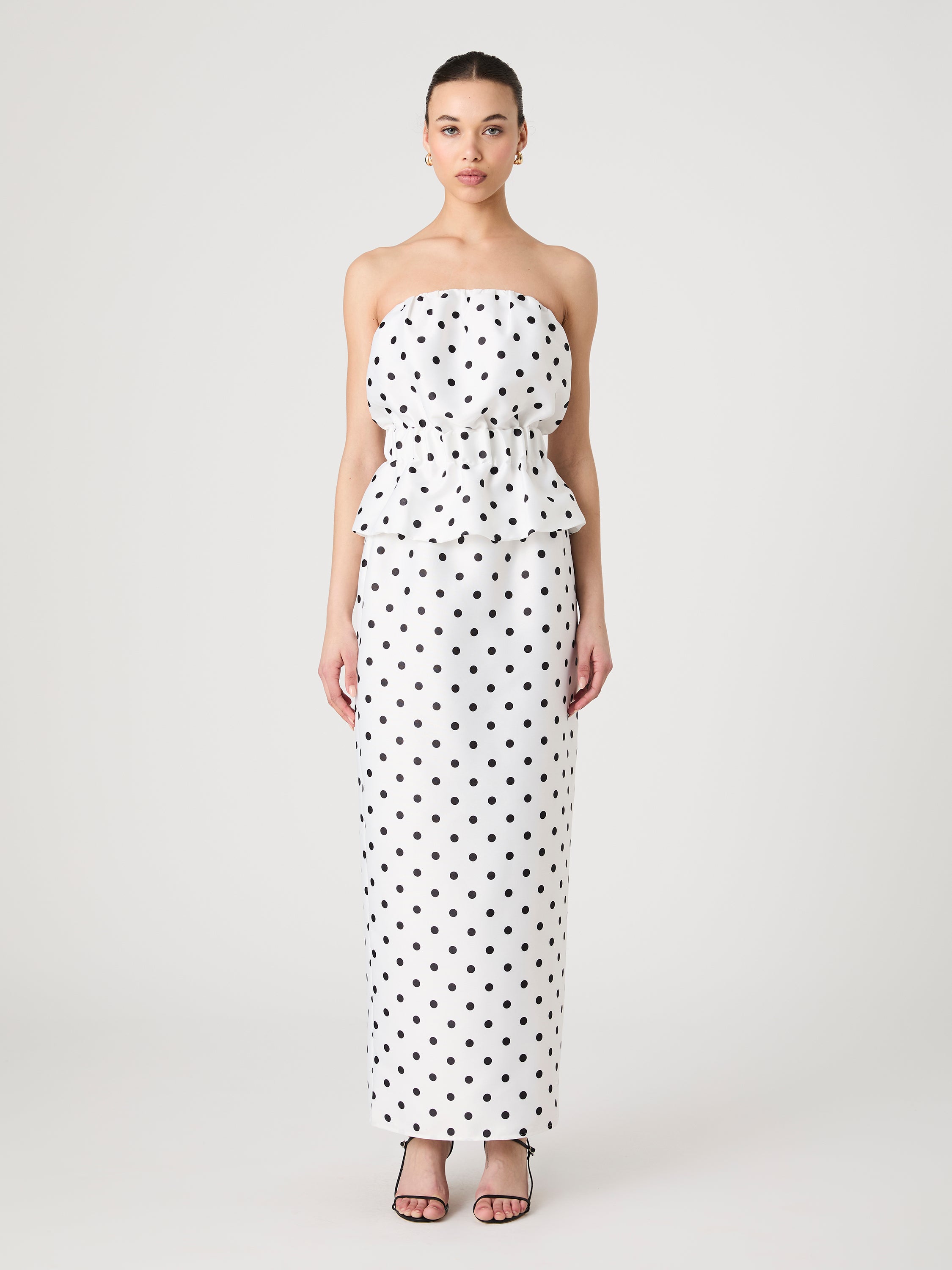 Strapless Polka Dot Peplum Top