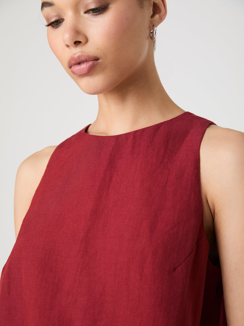 Birdie Linen Shell Top Brick Red | French Connection US