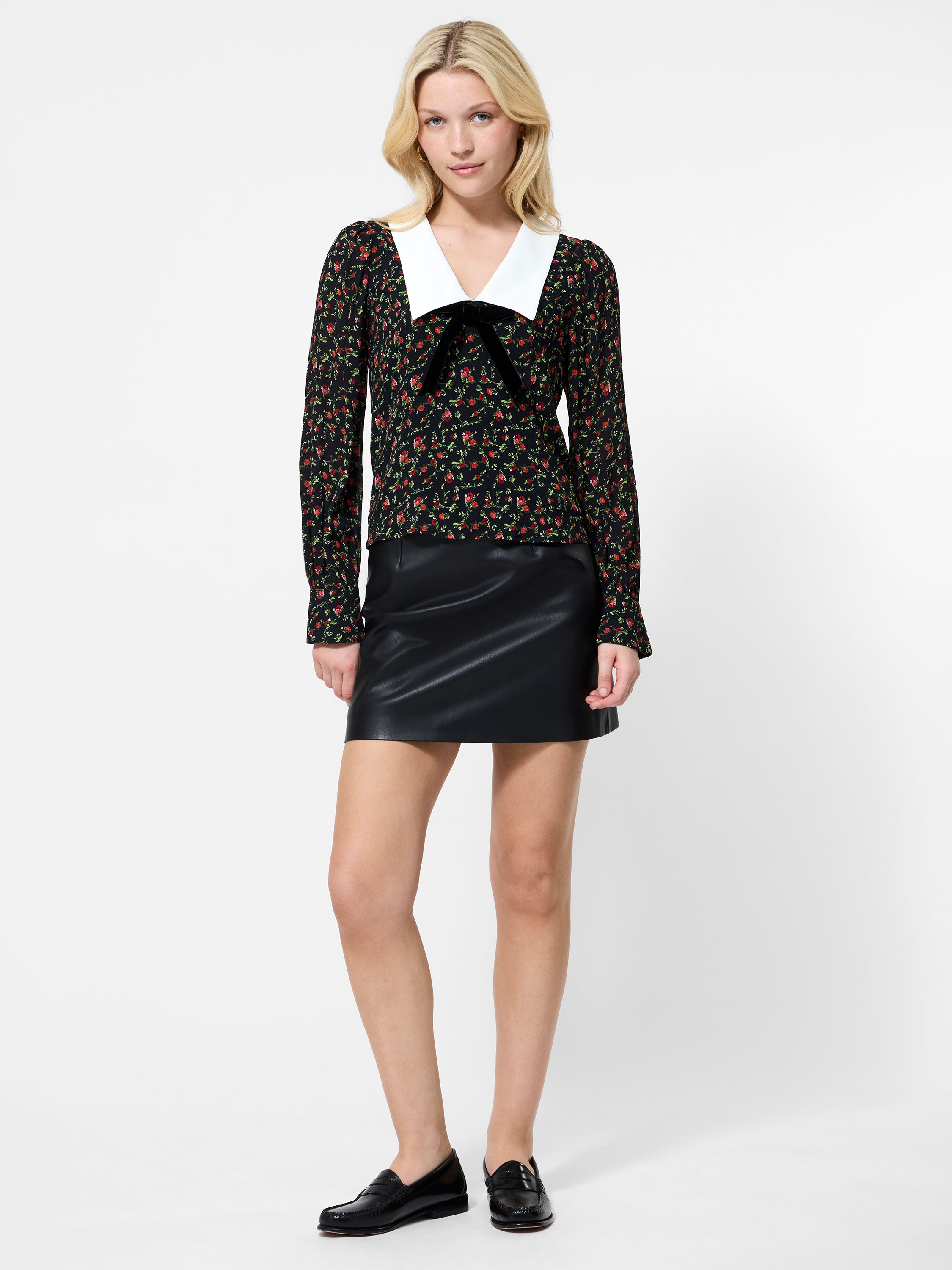 Yasmin Crepe Collared Top
