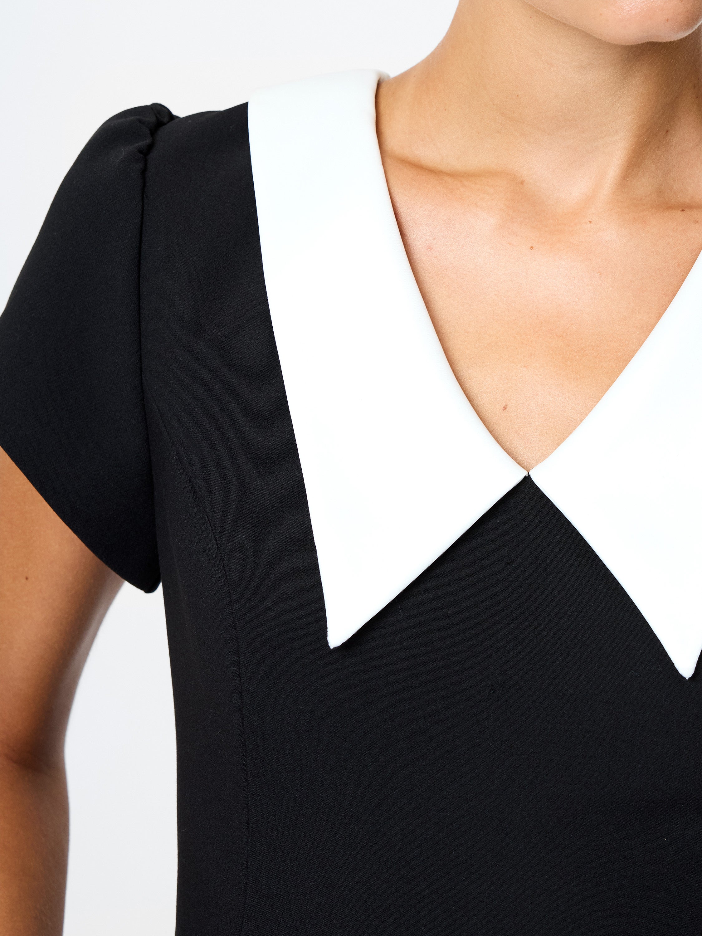 Azra Oversized Collar Top Black/White | French Connection US