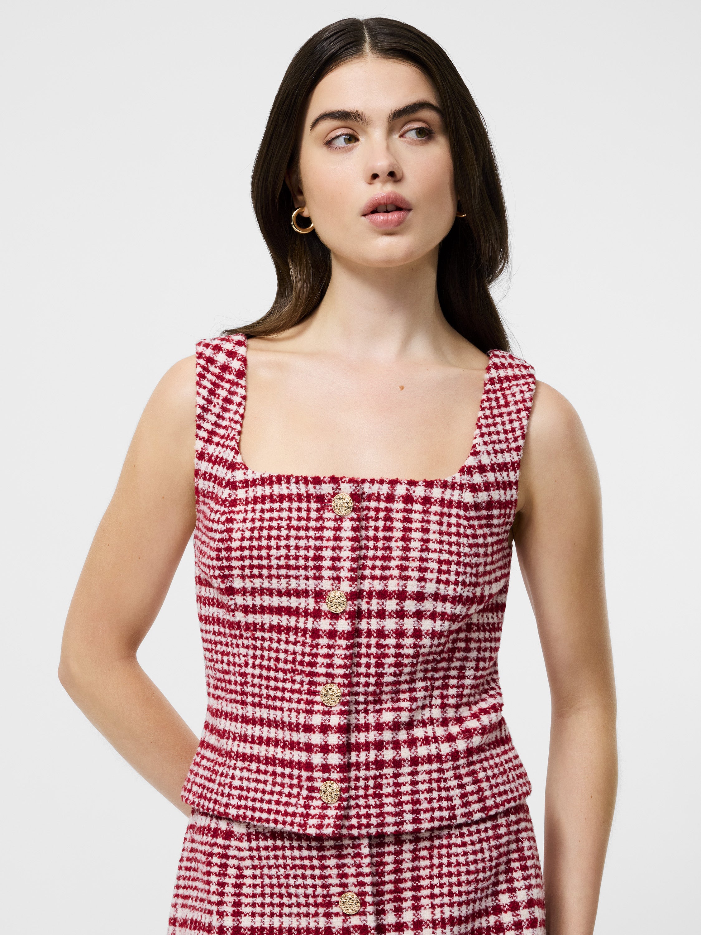 Brushed Houndstooth Sleeveless Top