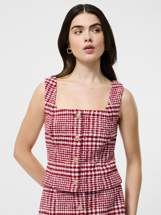 Brushed Houndstooth Sleeveless Top