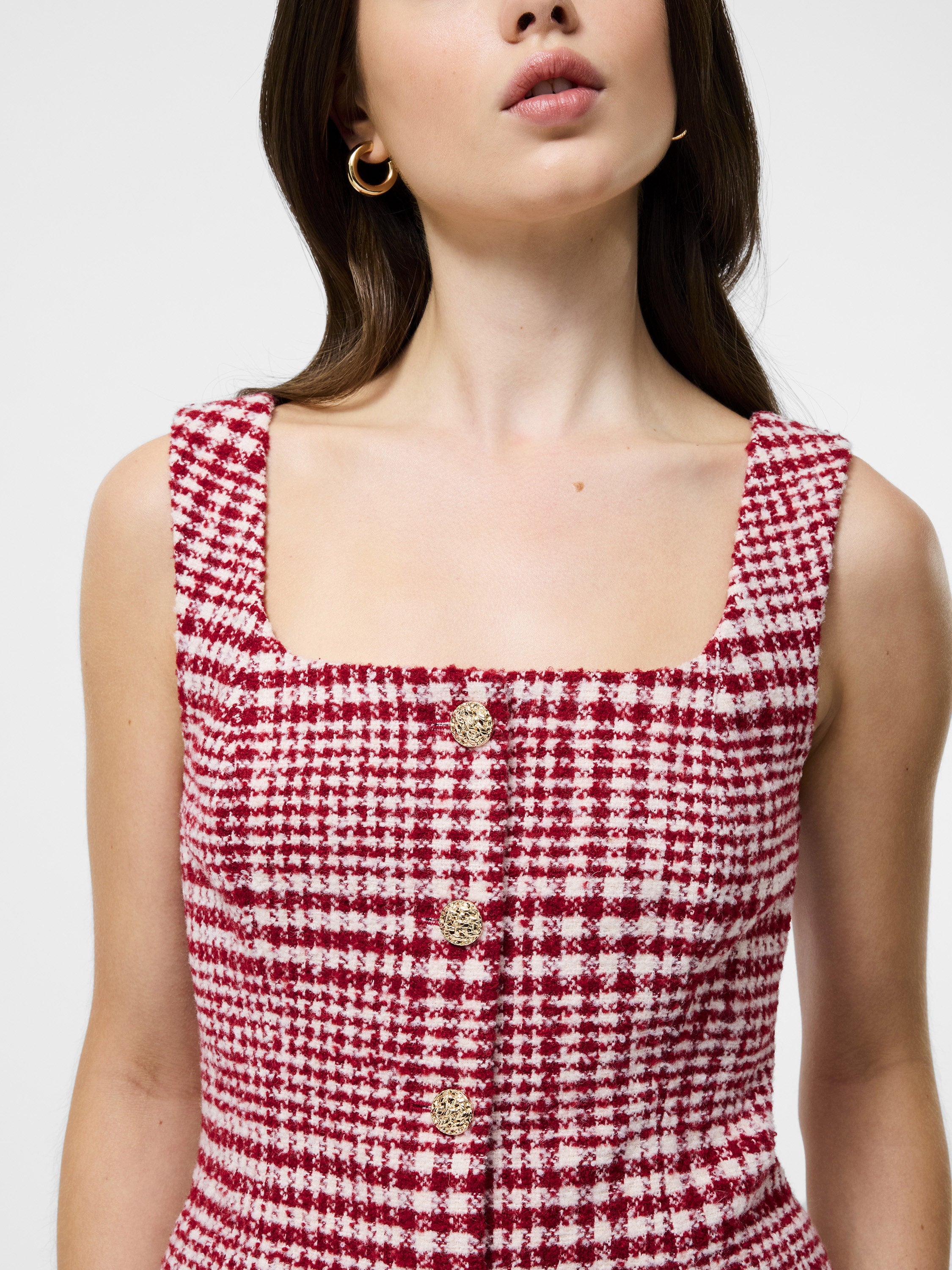 Brushed Houndstooth Sleeveless Top