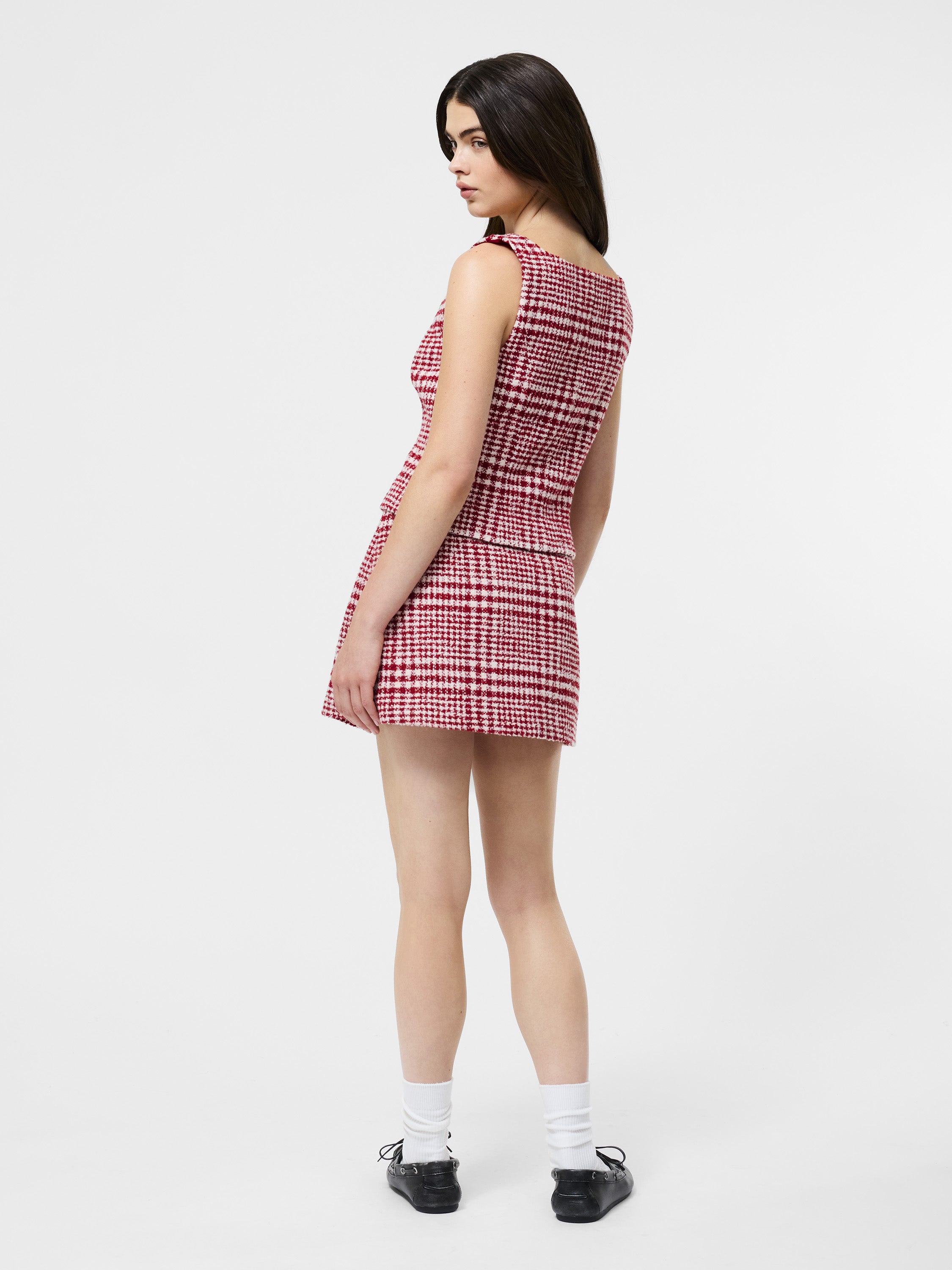 Brushed Houndstooth Sleeveless Top