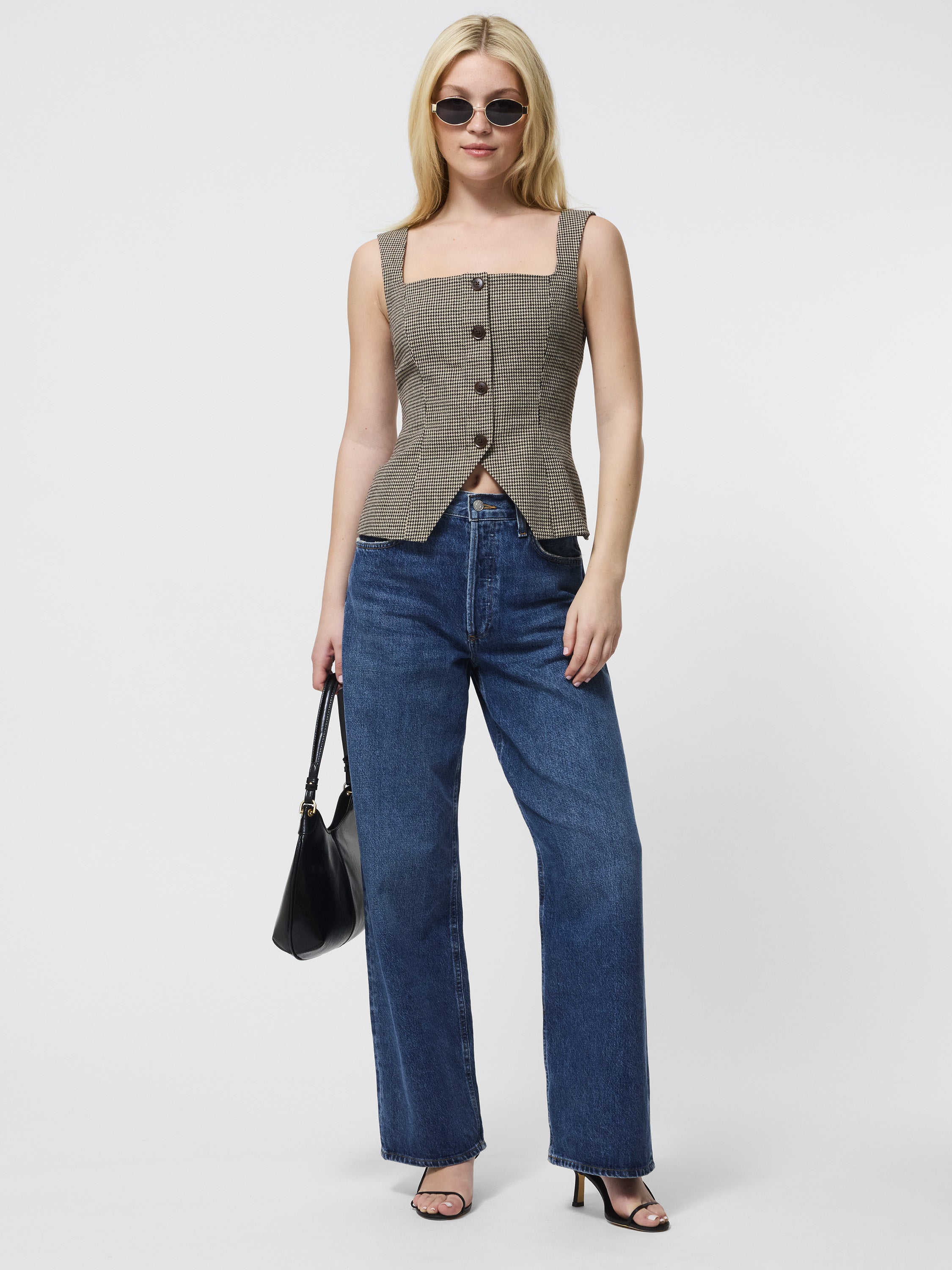 Houndstooth Wool Sleeveless Top