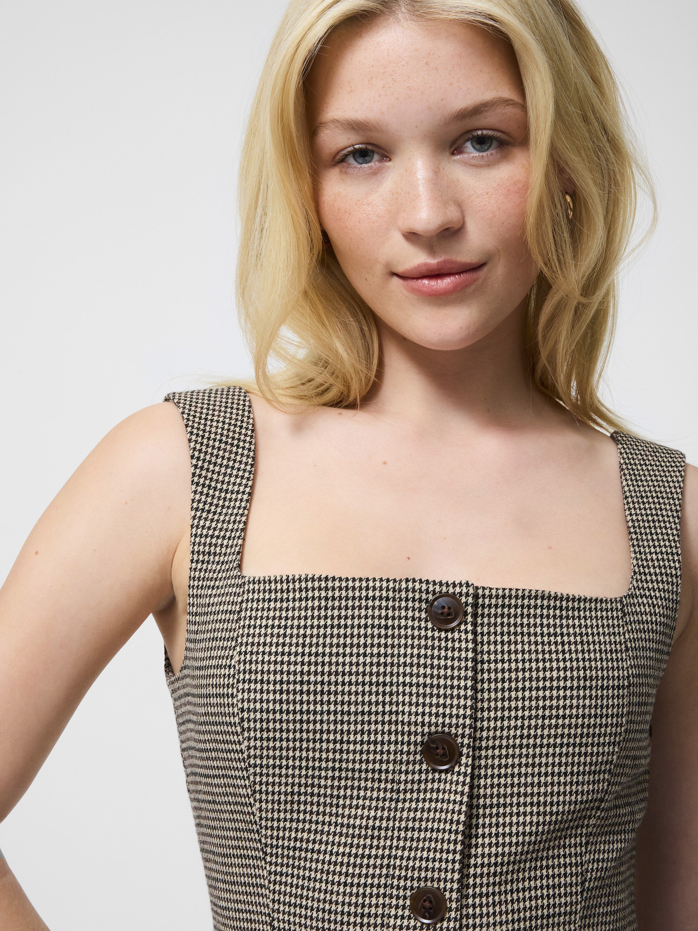 Houndstooth Wool Sleeveless Top