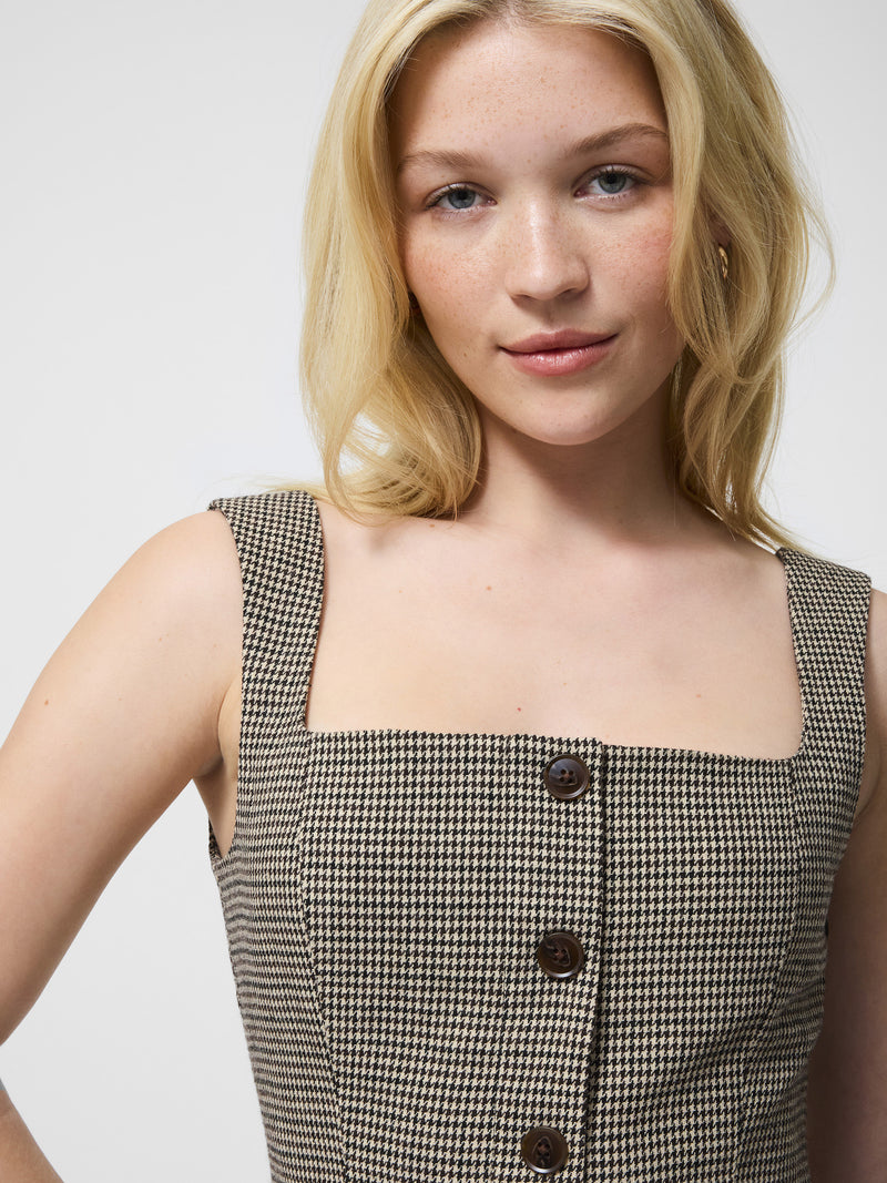 Houndstooth Wool Sleeveless Top