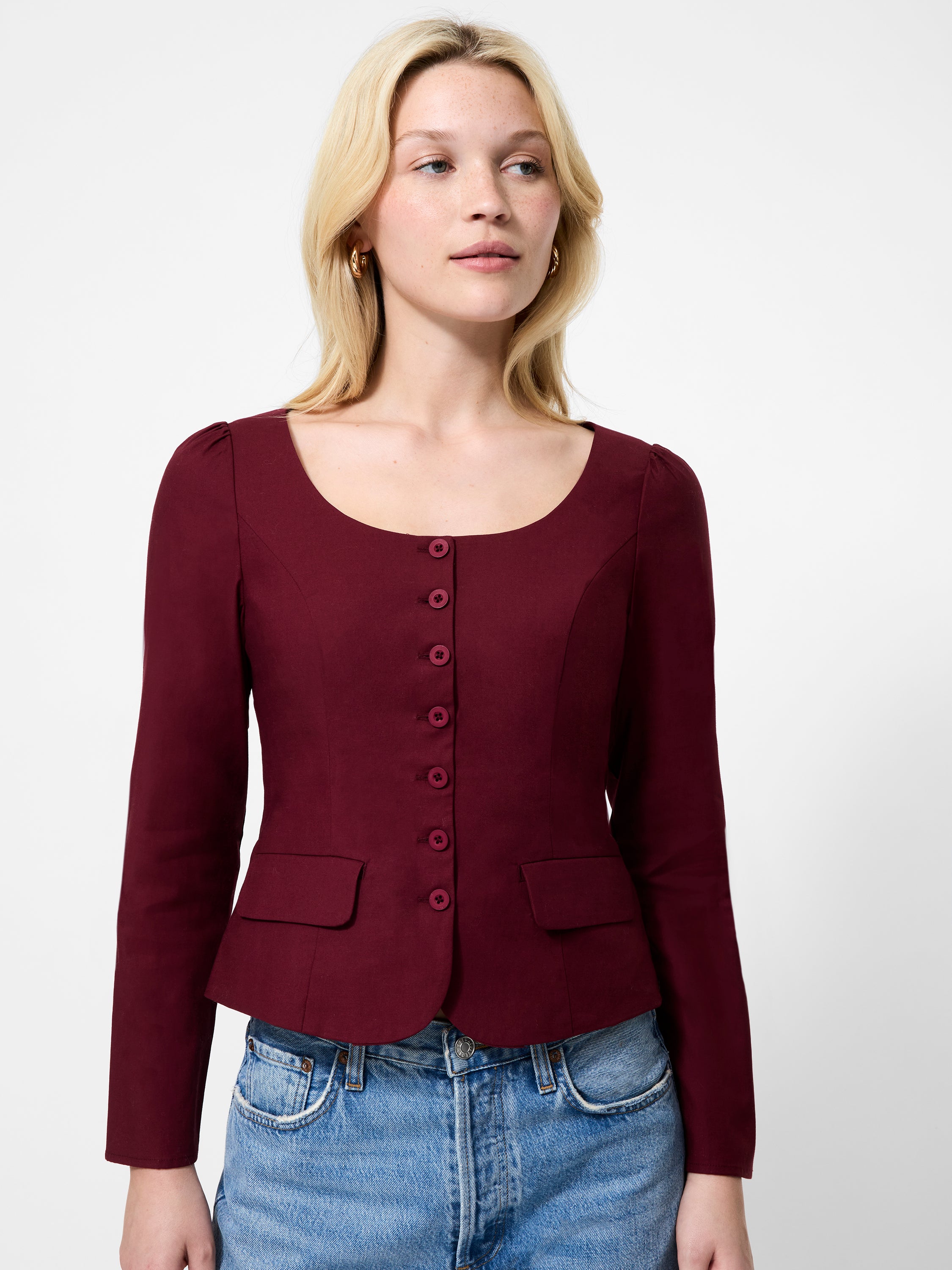 Inga Poplin Scoop Neck Top