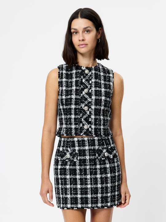 Windowpane Tweed Crop Top
